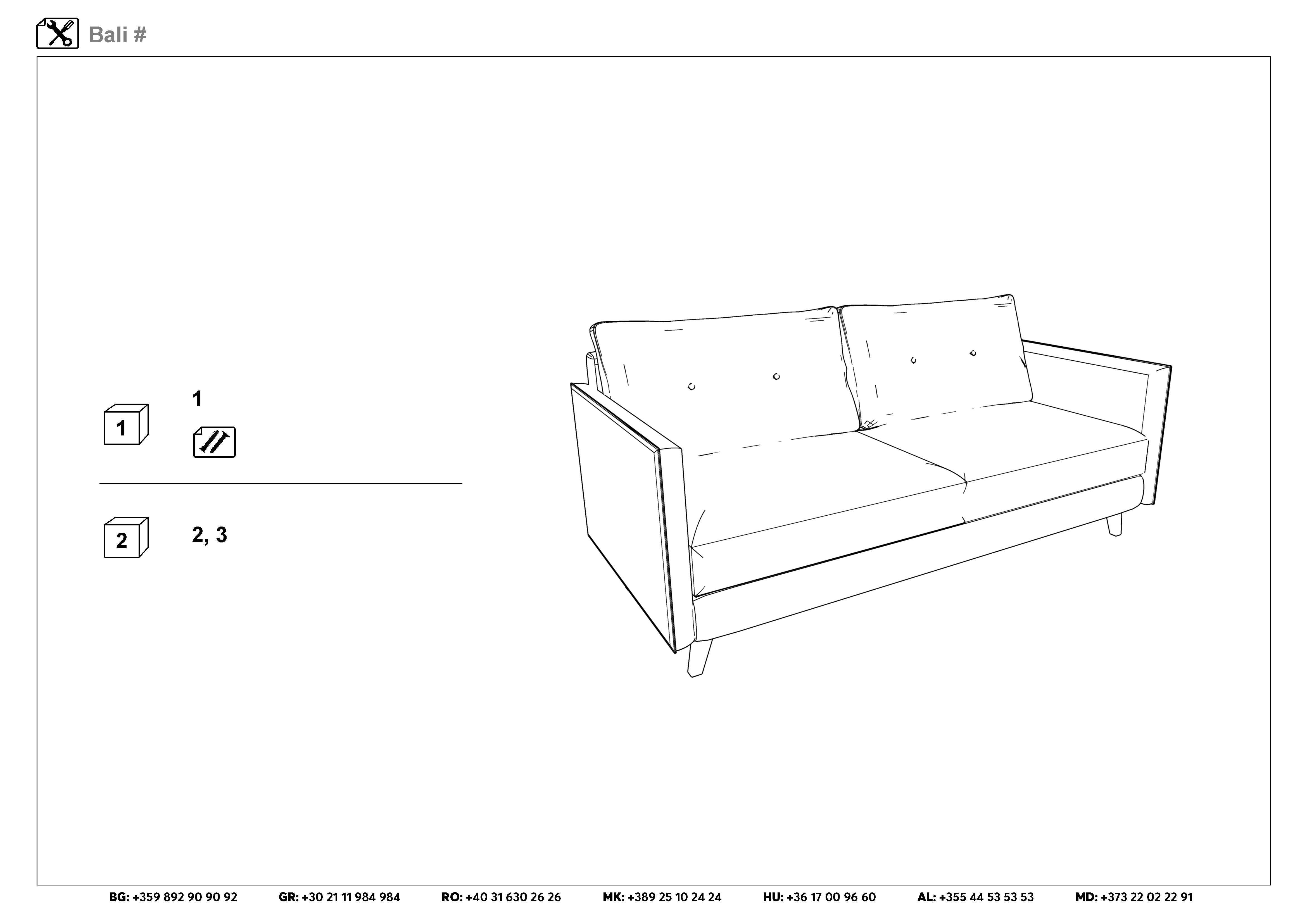 Монтажна схема на продукт - Canapea extensibila Bali