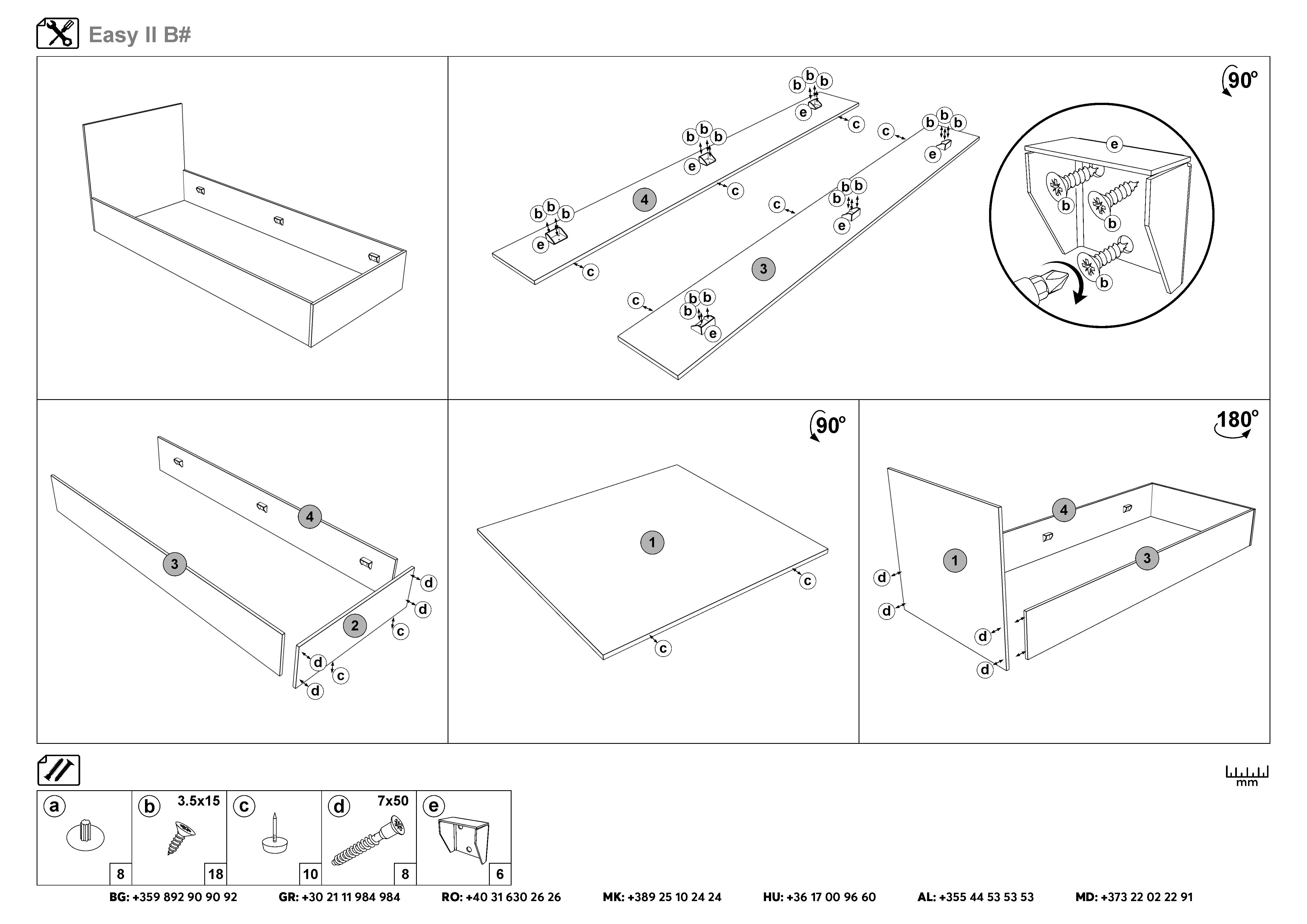 Монтажна схема на продукт - Pat Izi pentru saltea 90/200