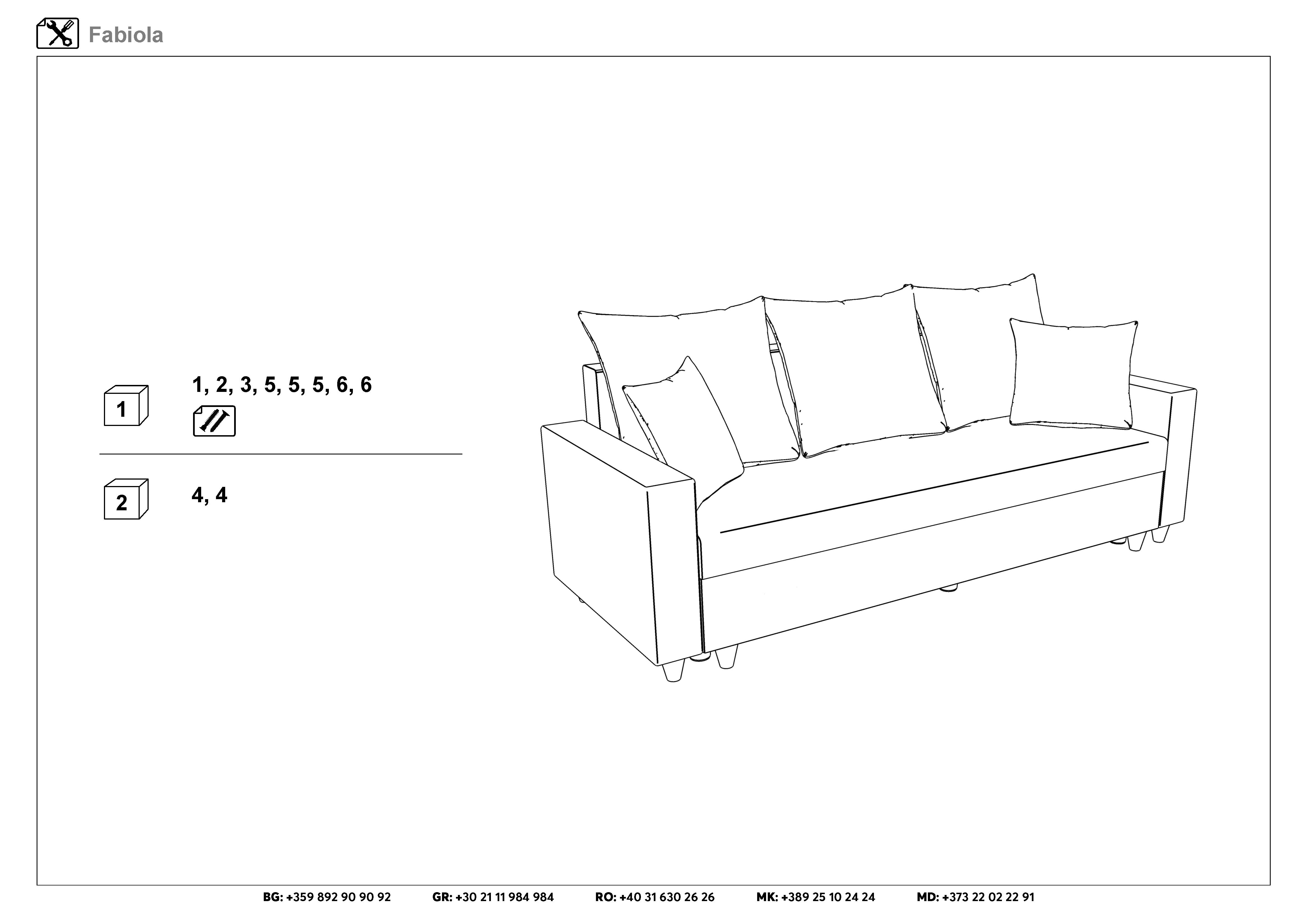 Монтажна схема на продукт - Canapea extensibila Fabiola