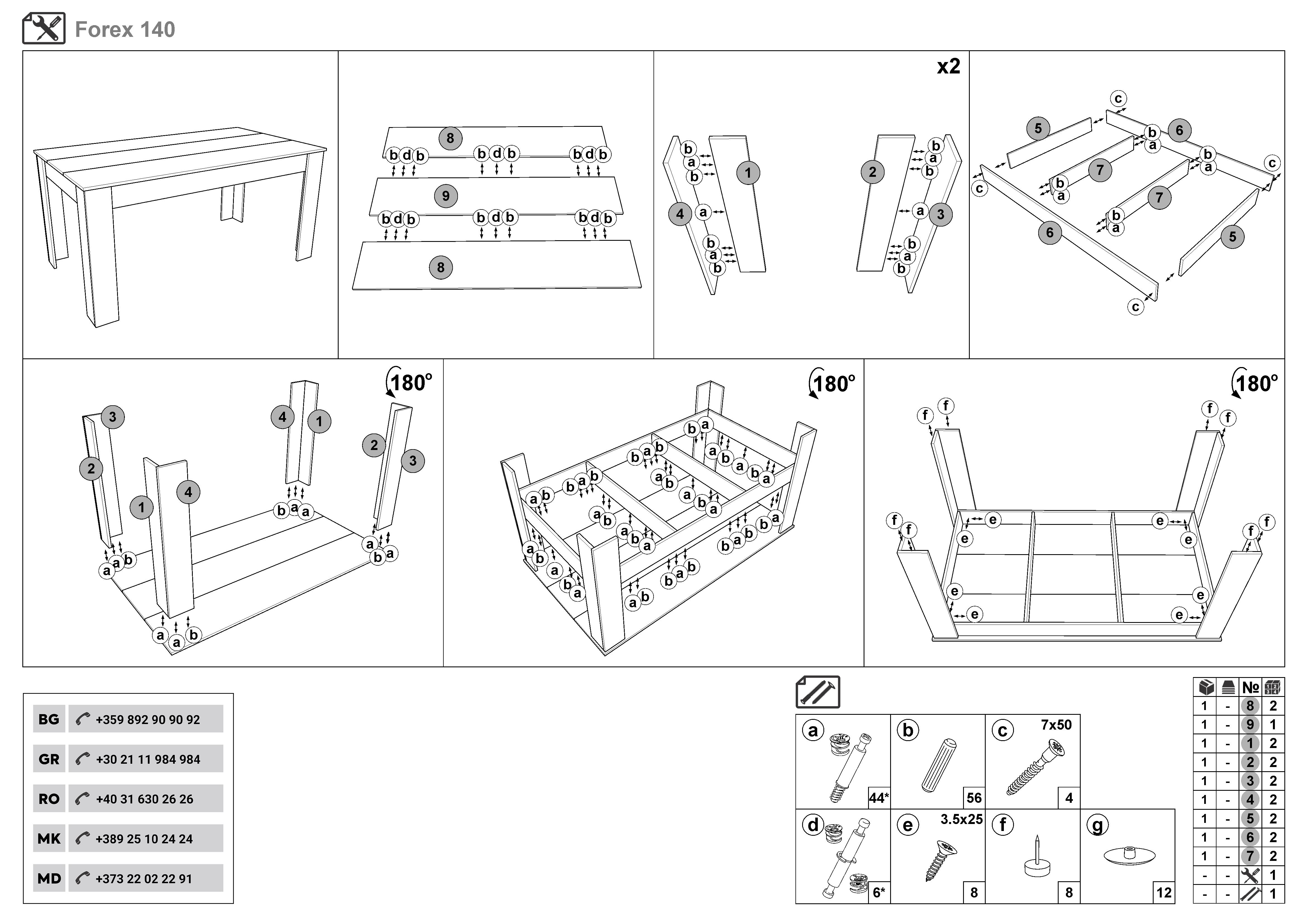 Монтажна схема на продукт - Masa dining Forex 140
