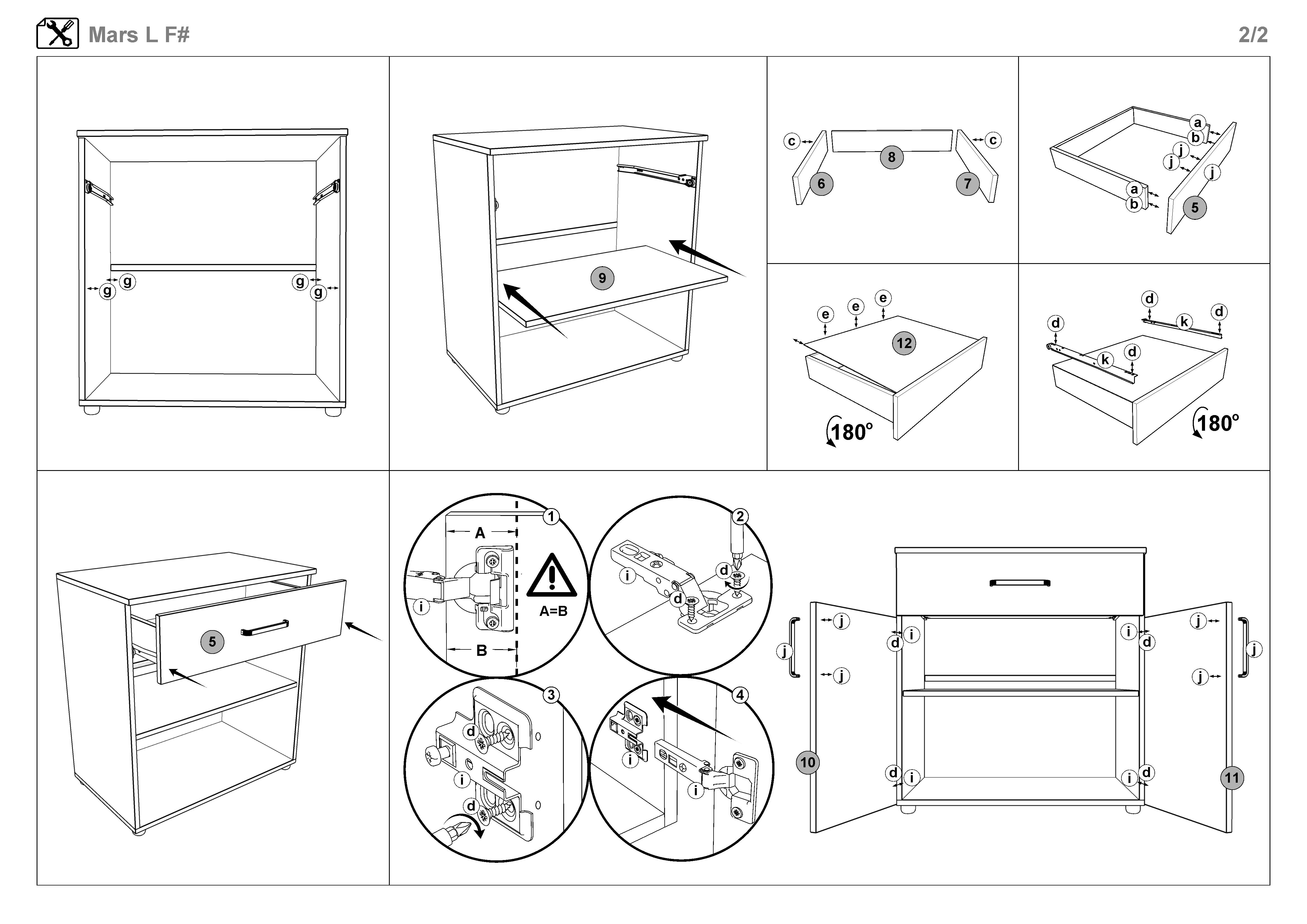 Монтажна схема на продукт - Set 2 comode Set 2 buc. comoda Mars L