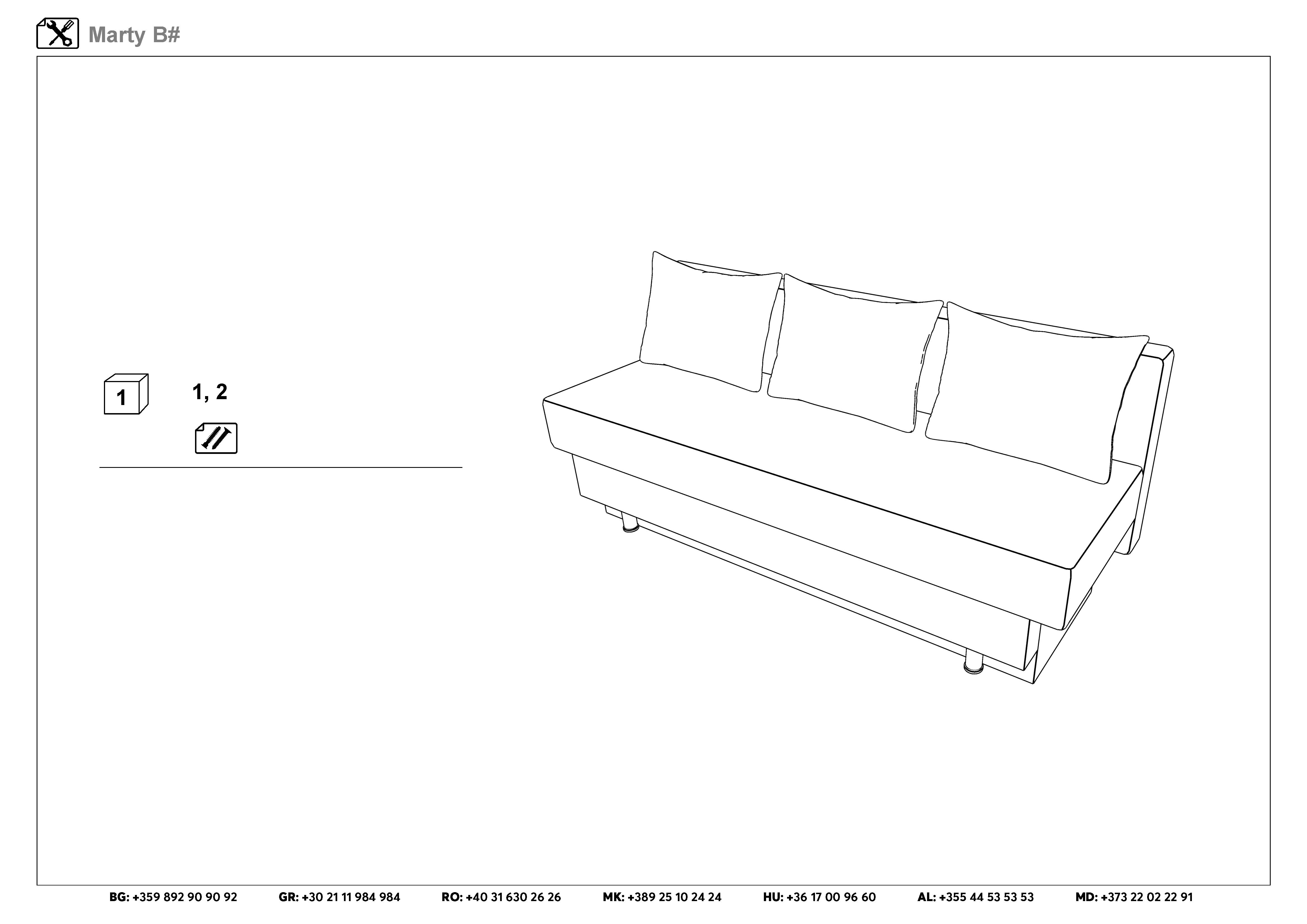 Монтажна схема на продукт - Canapea extensibila Marty