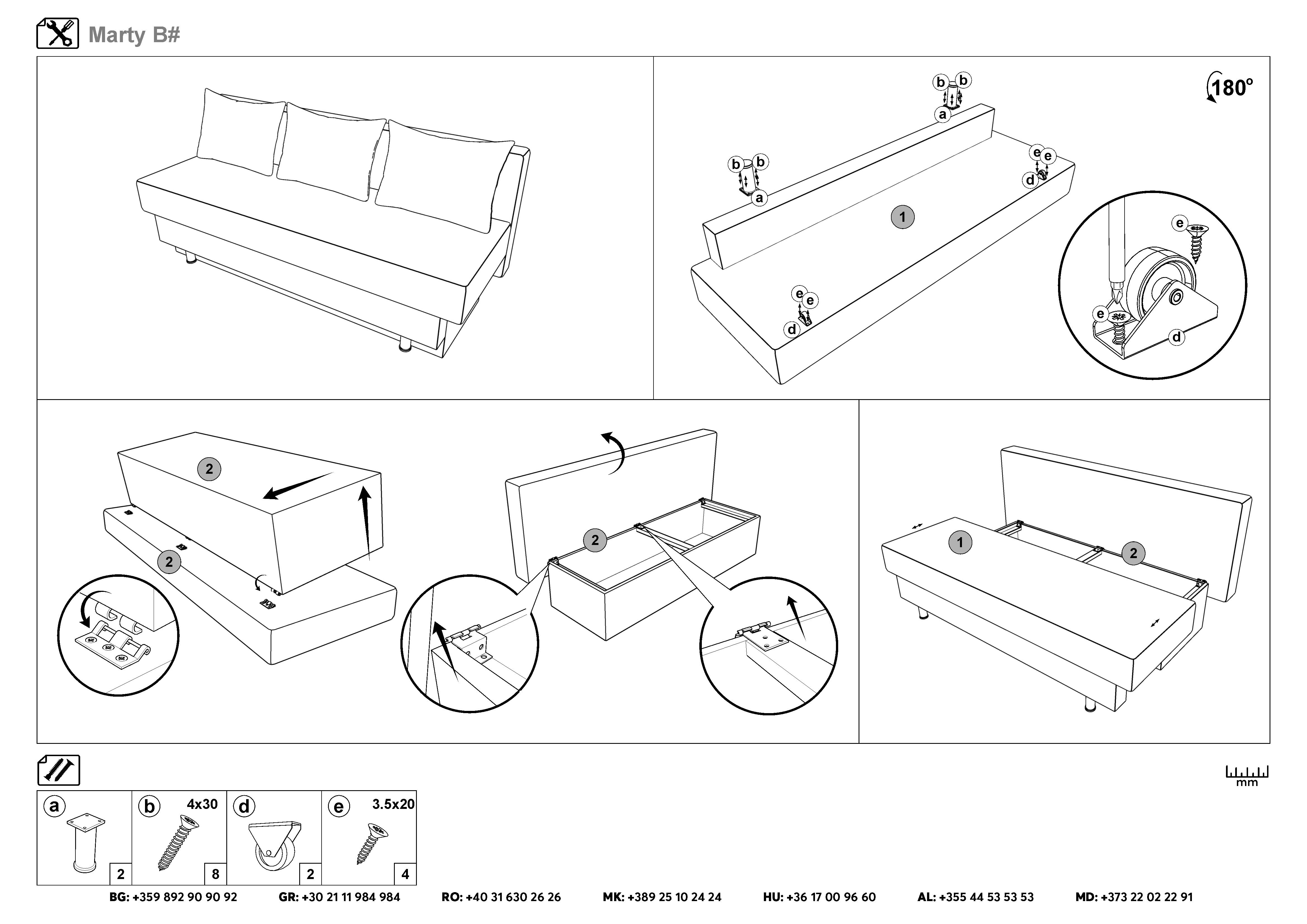 Монтажна схема на продукт - Canapea extensibila Marty