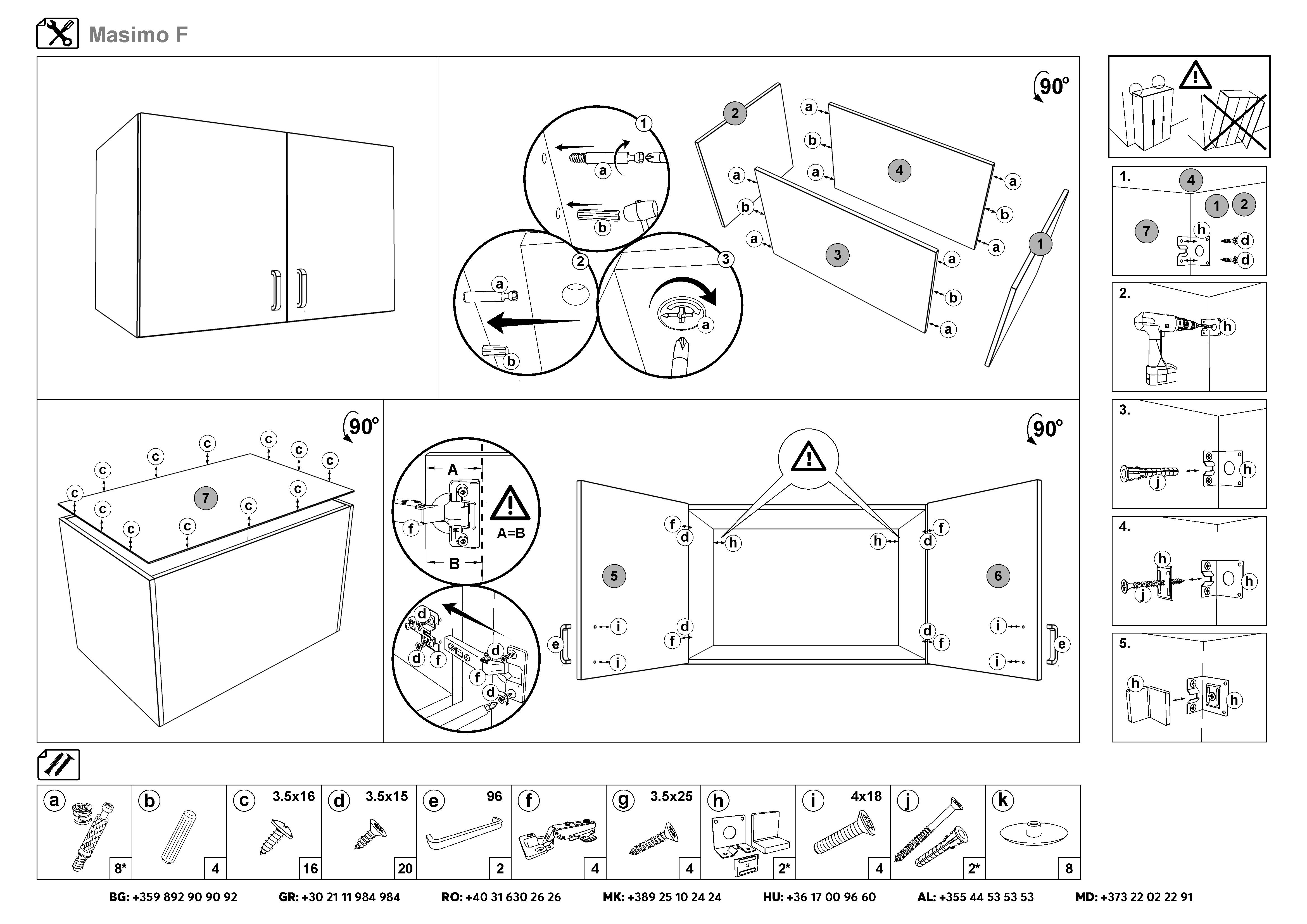 Монтажна схема на продукт - Corp suprapozabil pentru dulap Masimo
