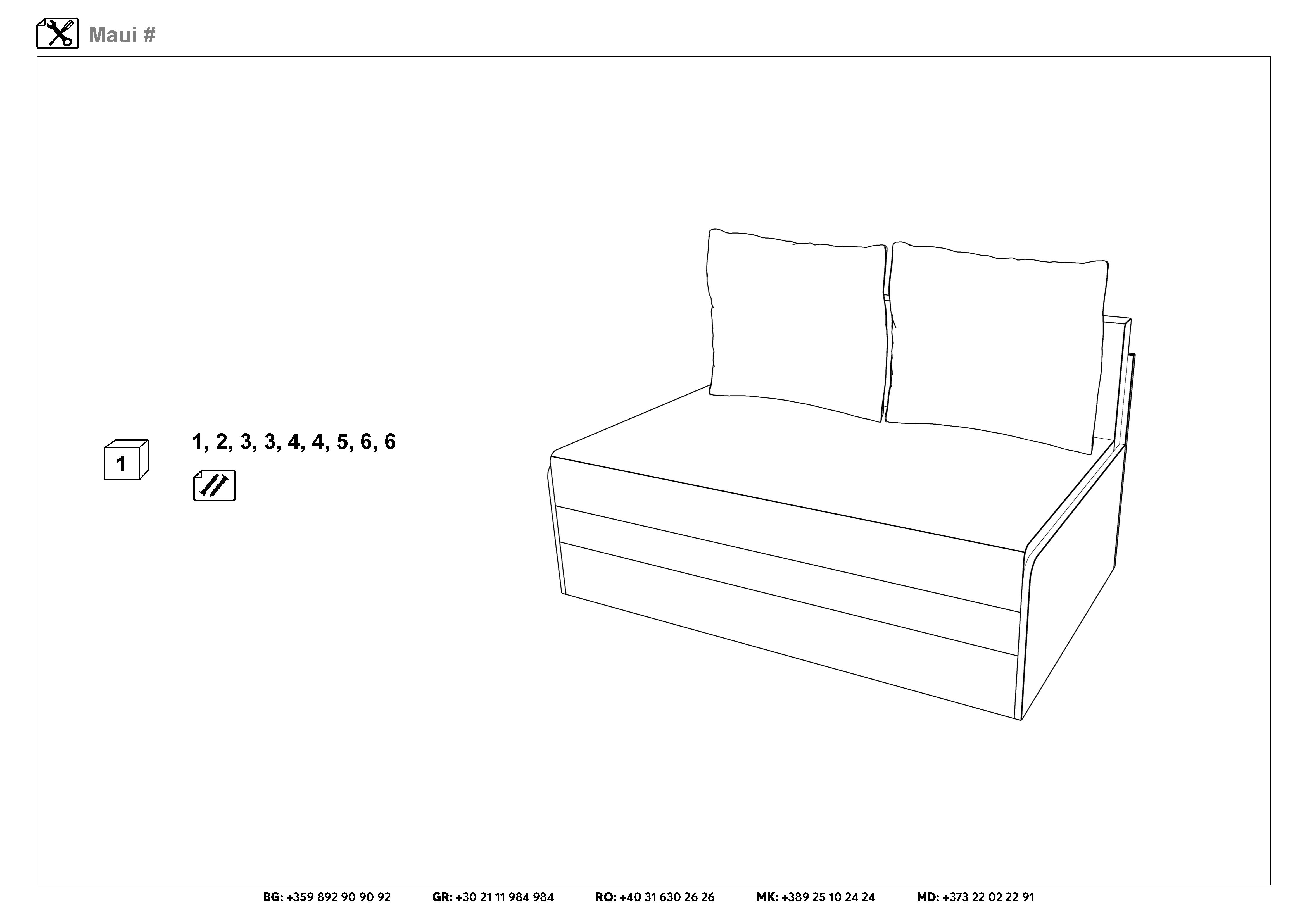 Монтажна схема на продукт - Canapea extensibila Mauwi