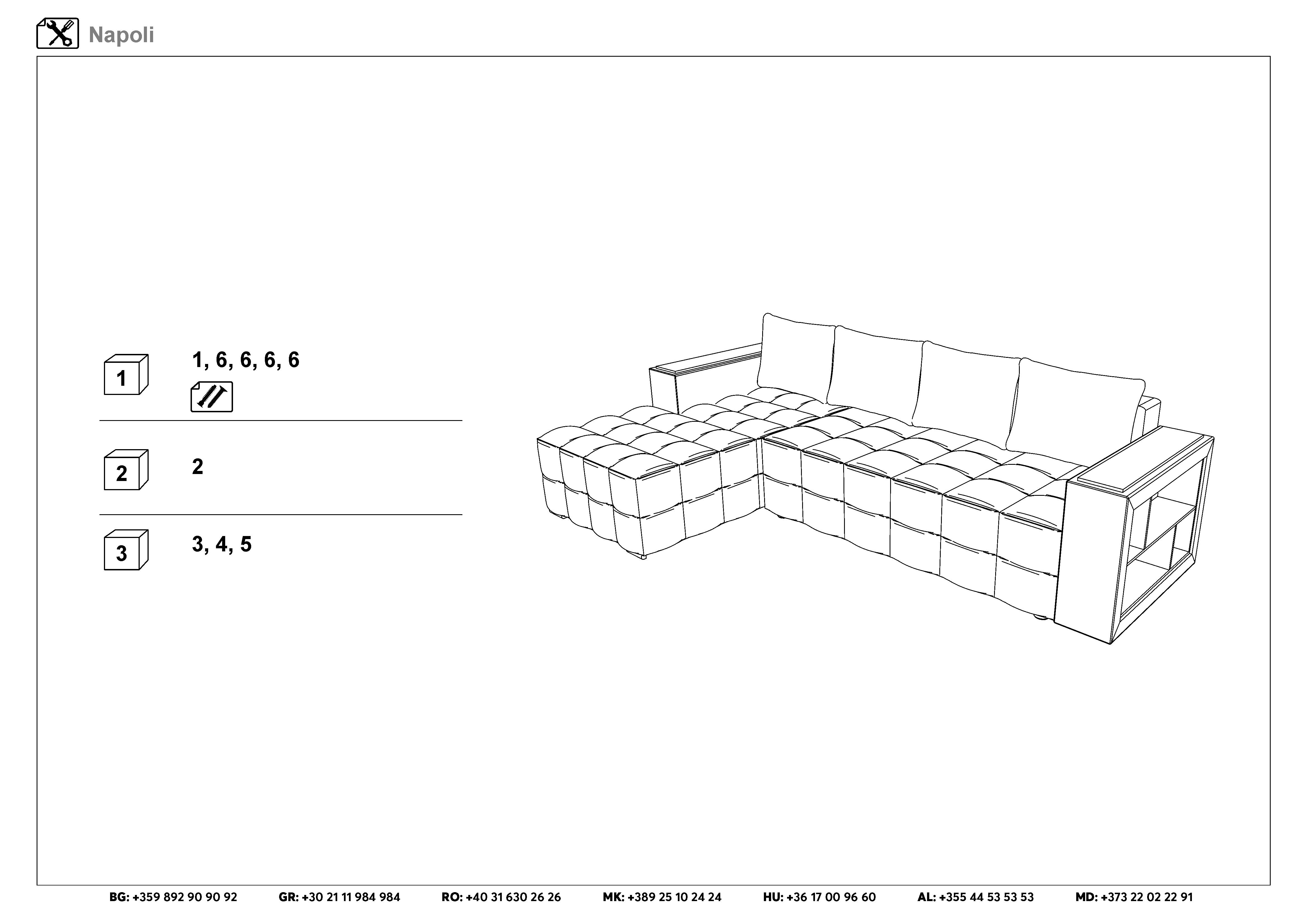 Монтажна схема на продукт - Coltar extensibil Napoli cu brat etajera
