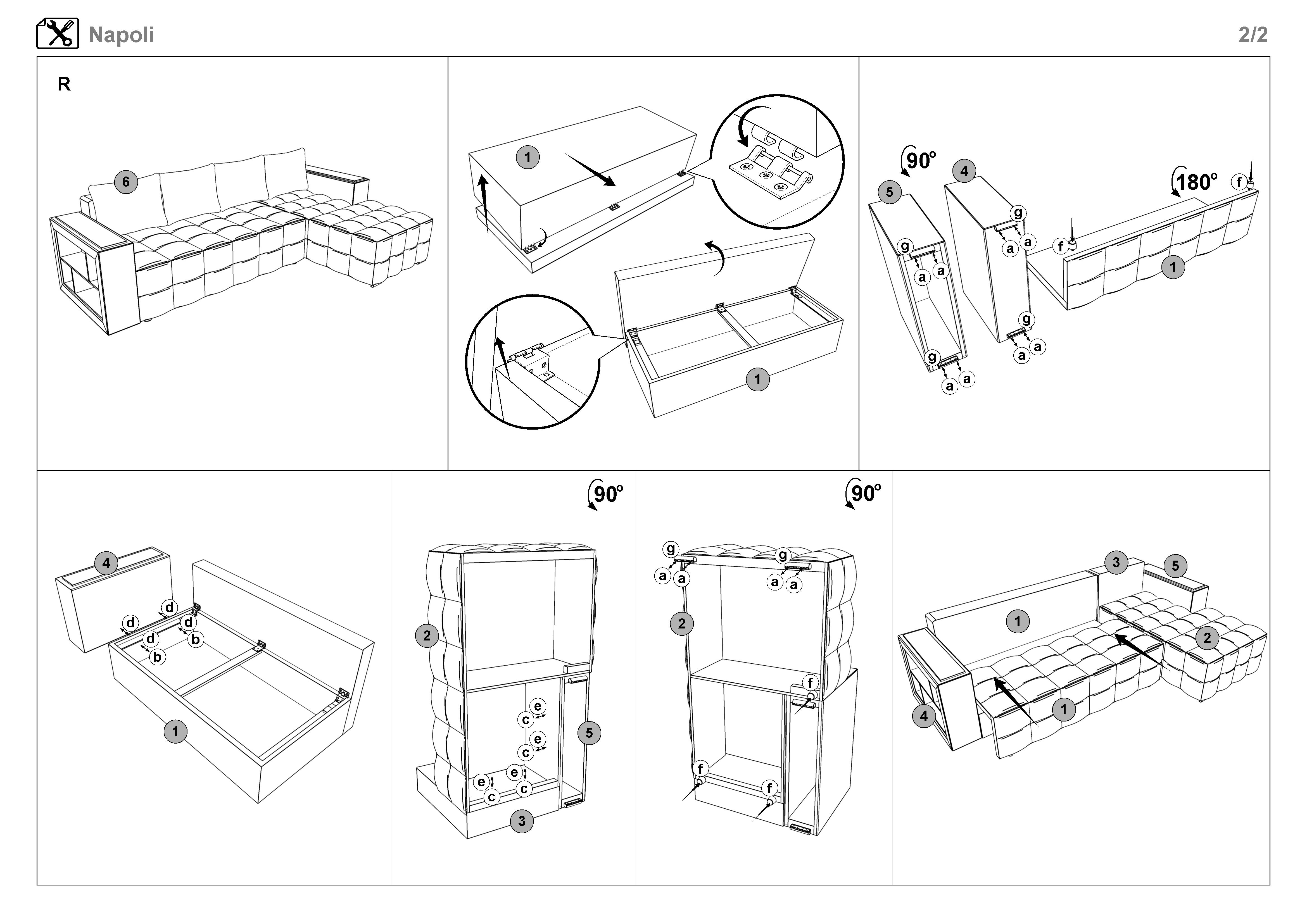 Монтажна схема на продукт - Coltar extensibil Napoli cu brat etajera