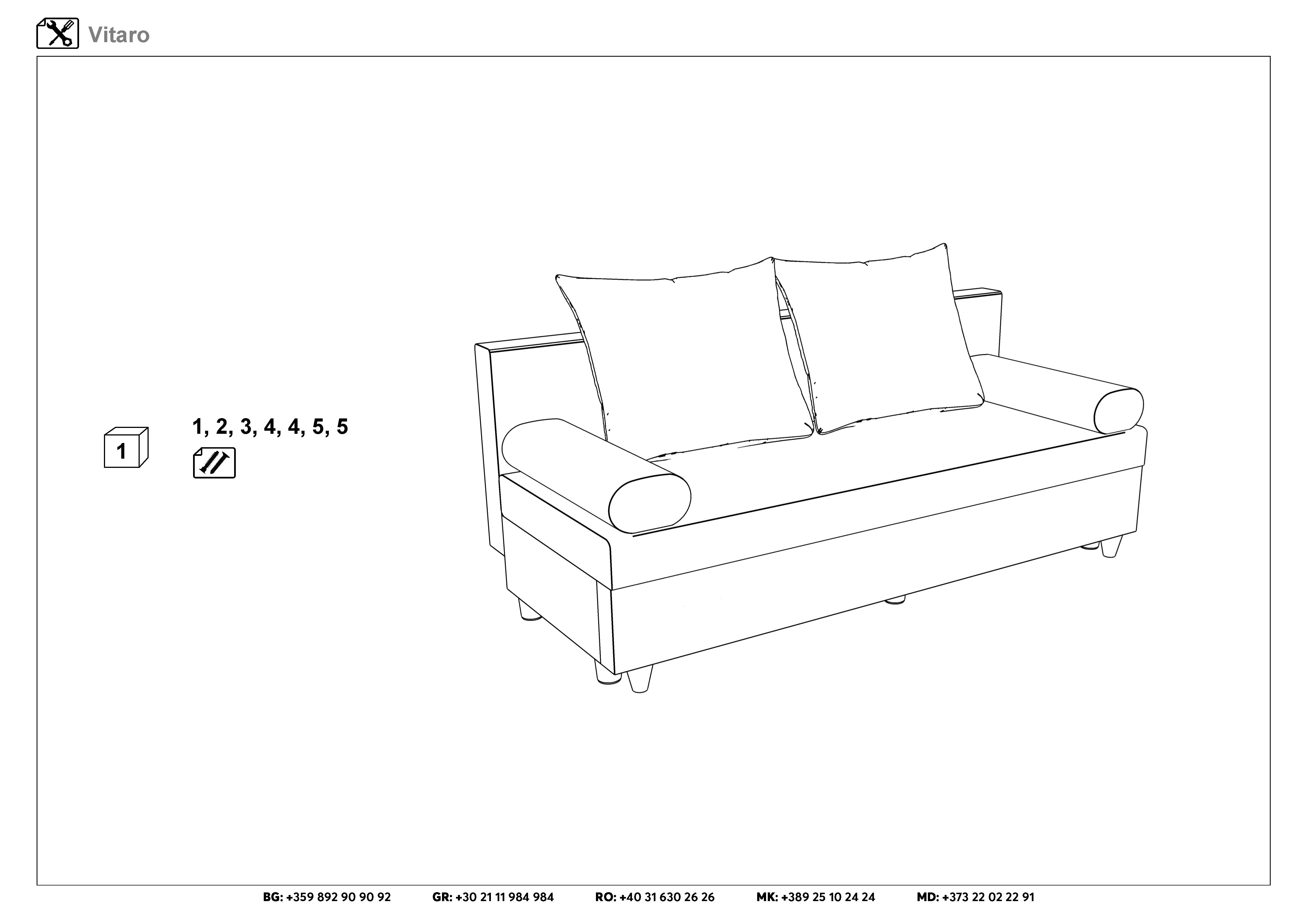 Монтажна схема на продукт - Canapea extensibila Vitaro