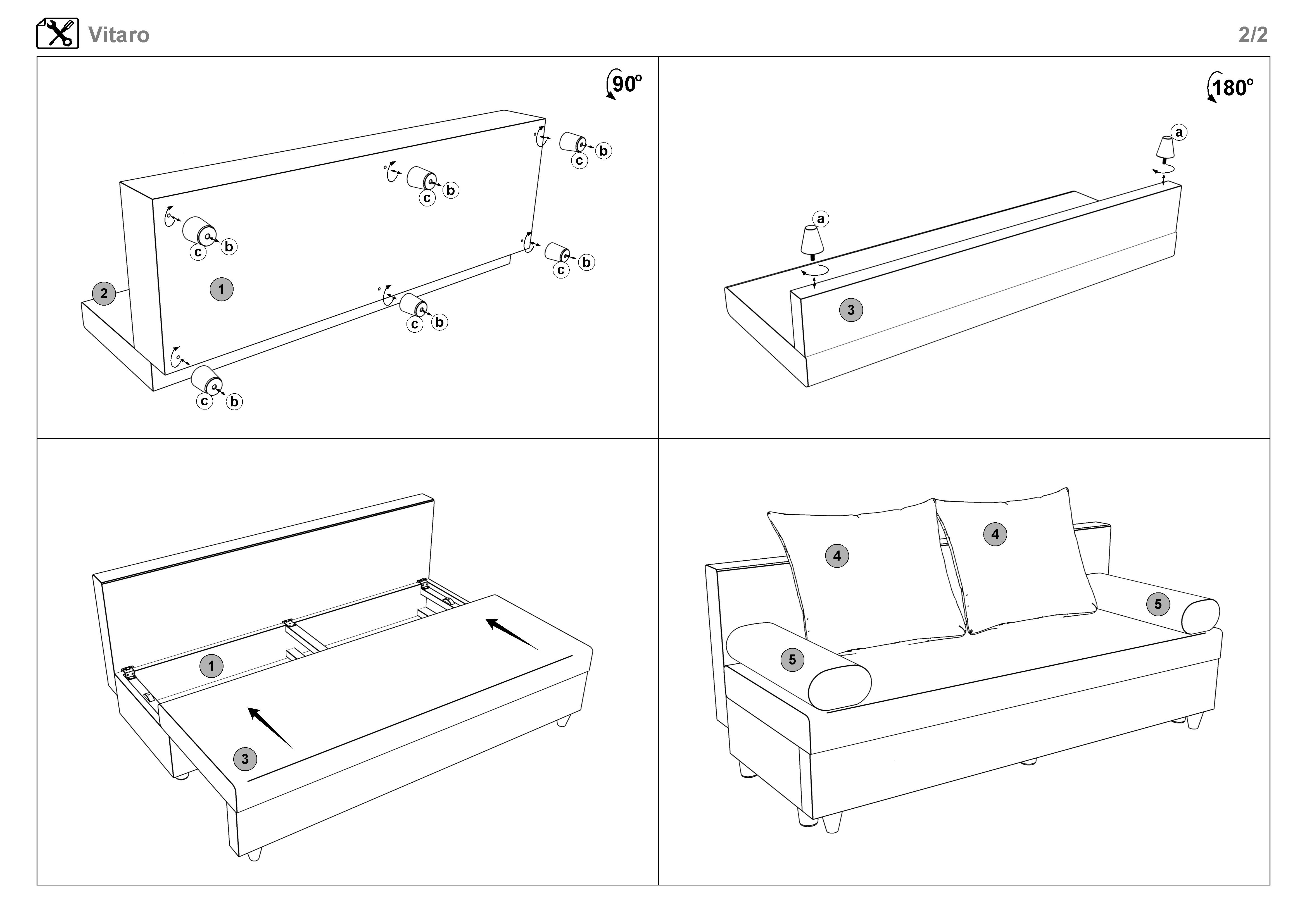 Монтажна схема на продукт - Canapea extensibila Vitaro