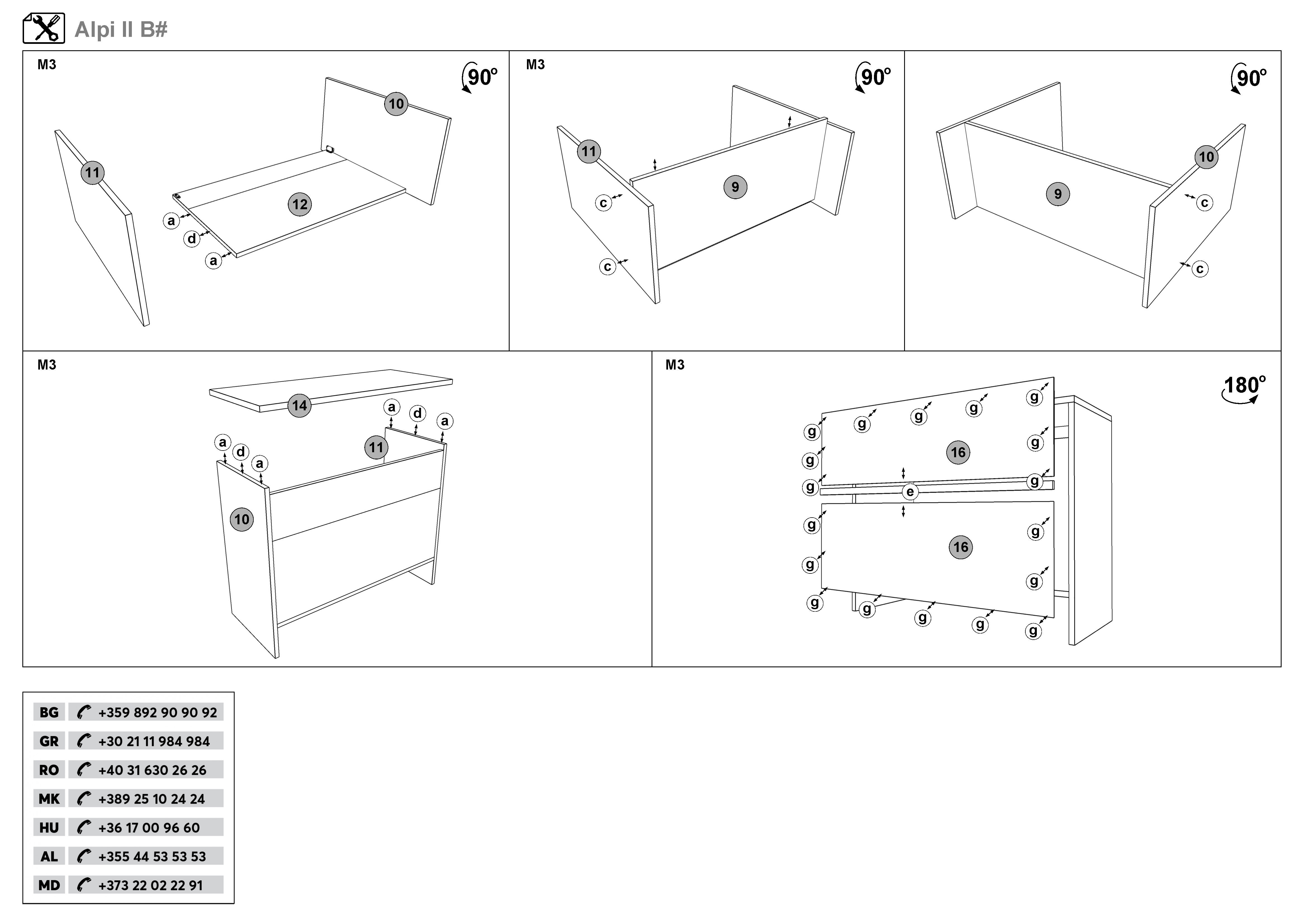 Монтажна схема на продукт - Paturi pe colt 82/190 cu lada Alpi