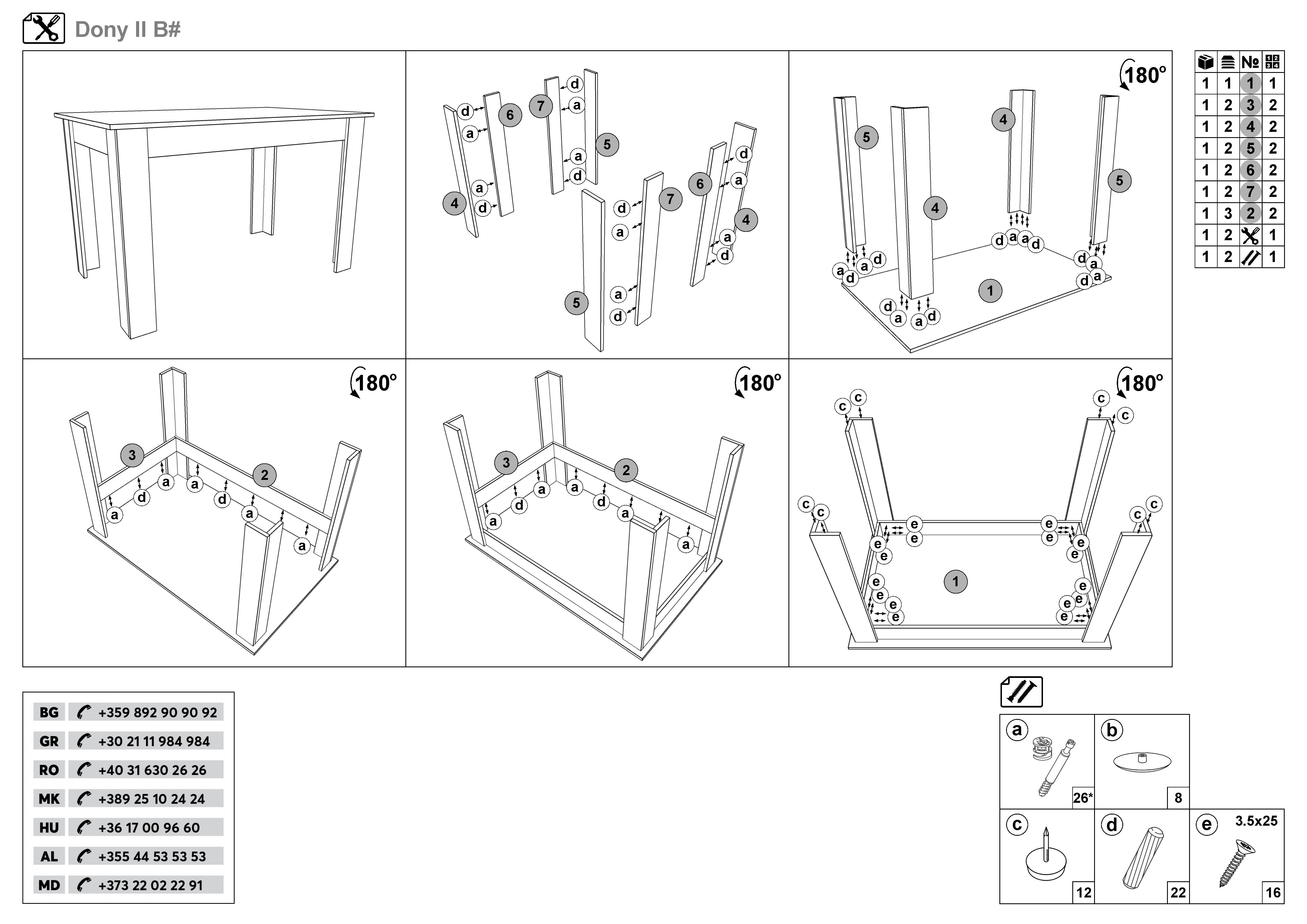 Монтажна схема на продукт - Masa dining Doni
