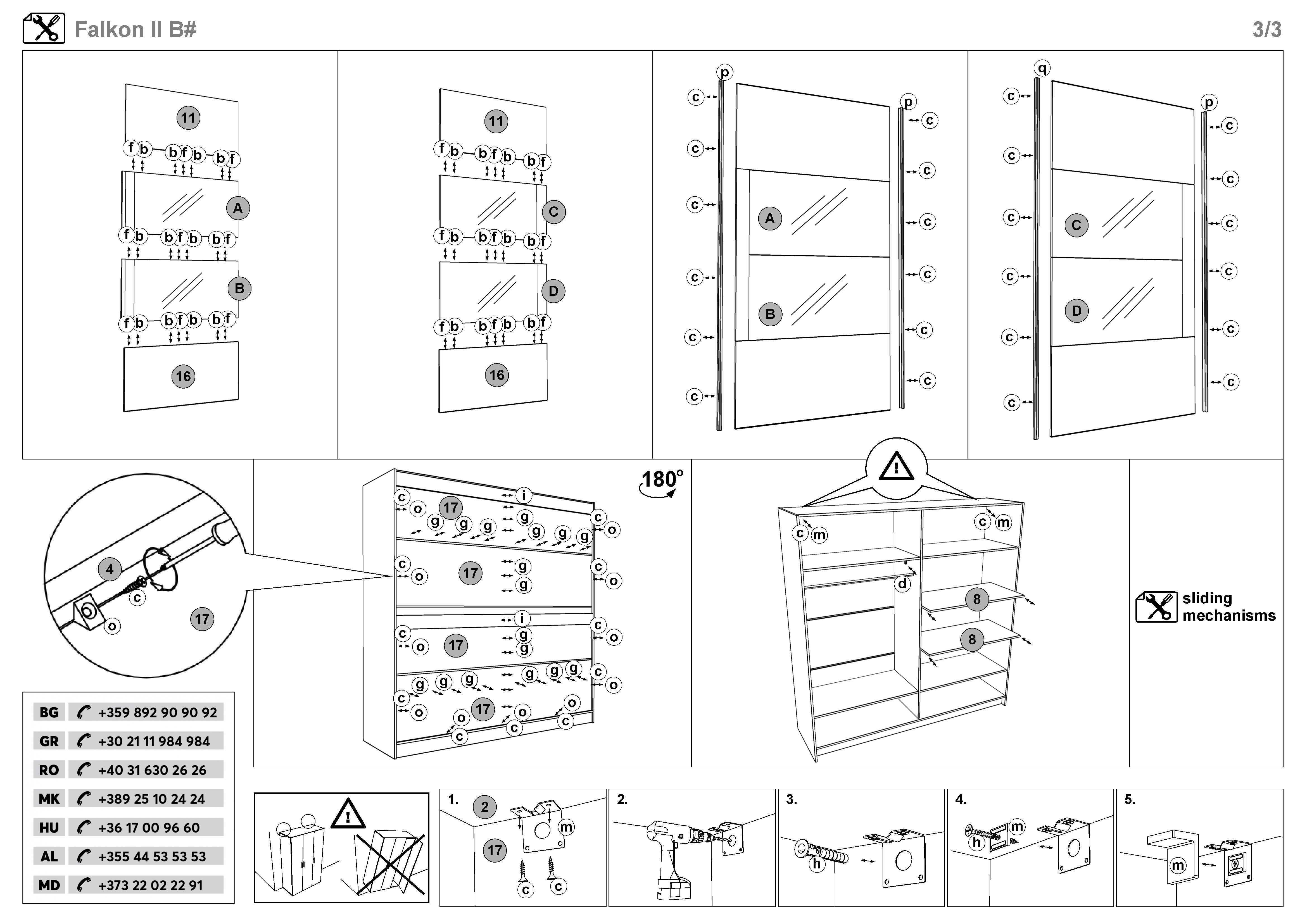Монтажна схема на продукт - Dulap cu usi glisante Falcon II