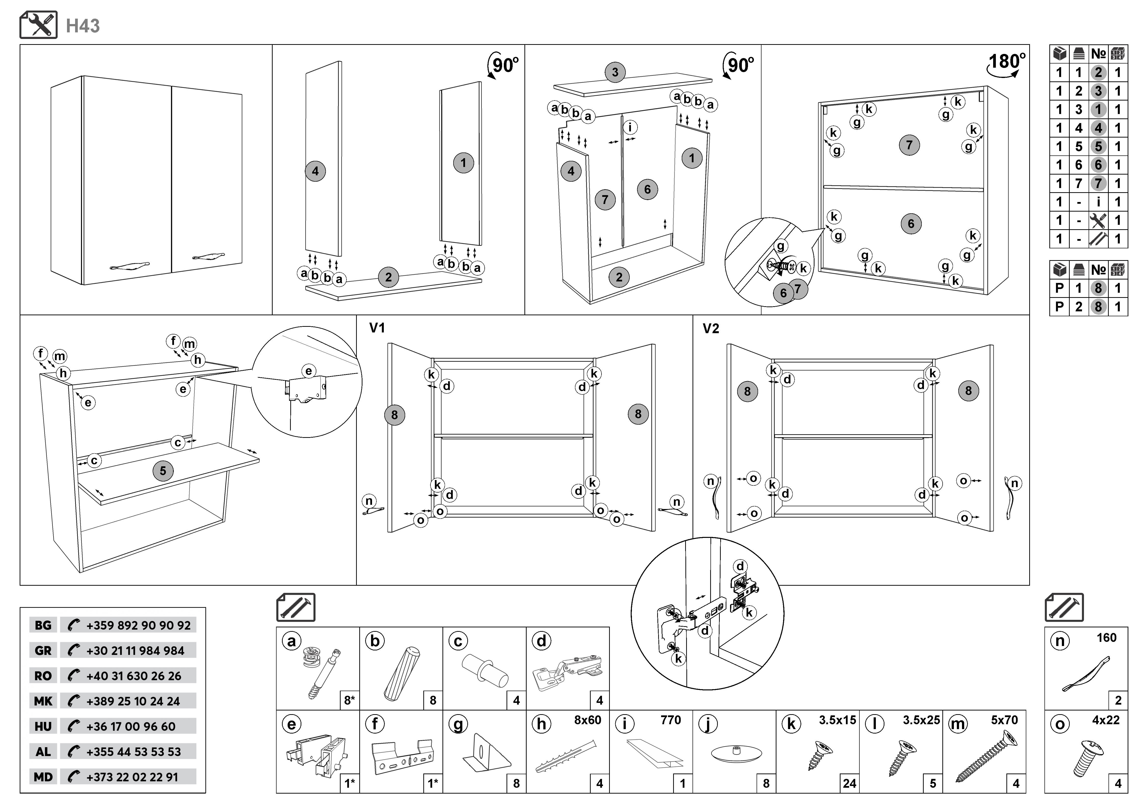 Монтажна схема на продукт - Dulap de bucatarie Dakota 43