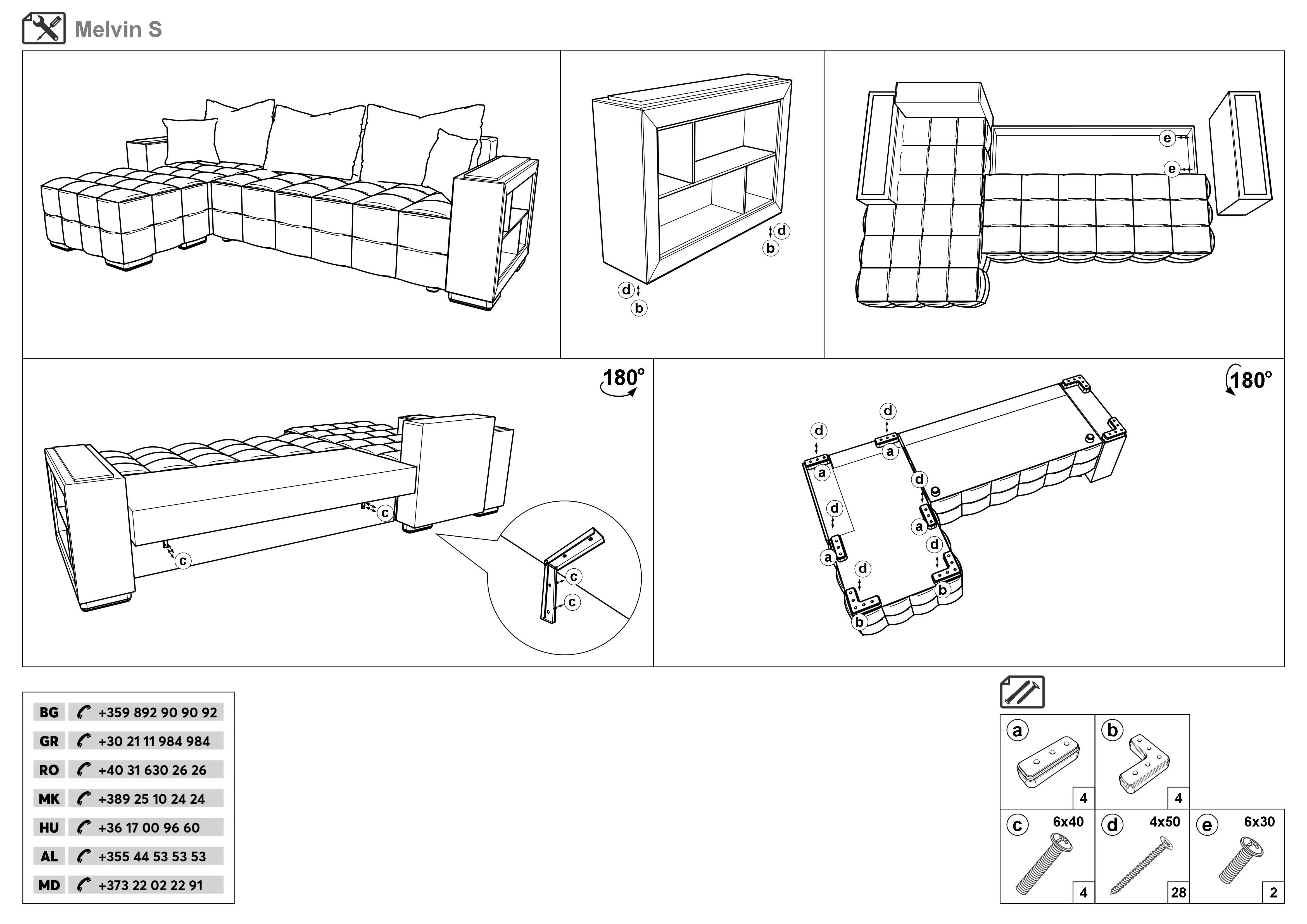 Монтажна схема на продукт - Coltar extensibil cu brat etajera Melvin S