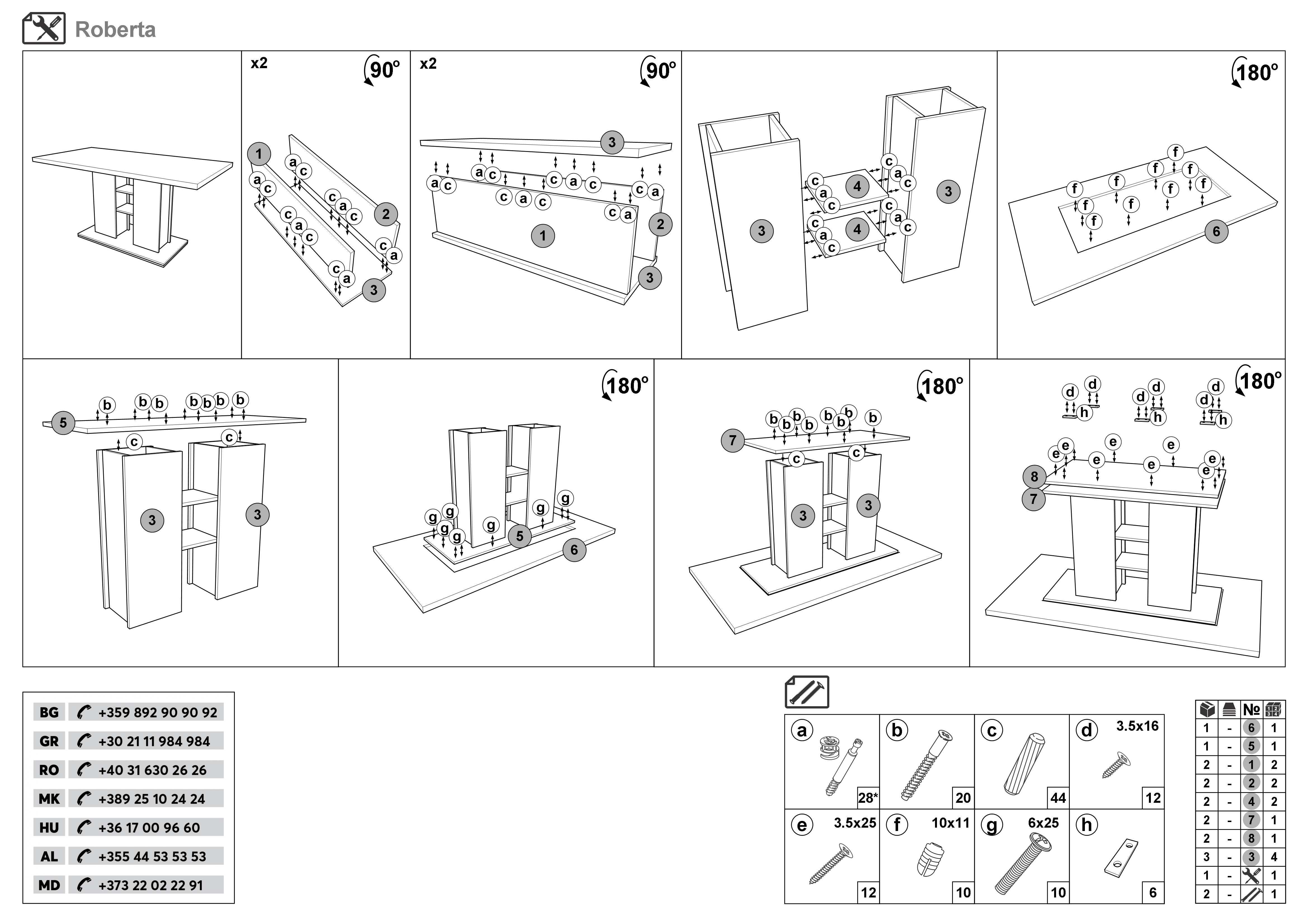 Монтажна схема на продукт - Masa dining Roberta