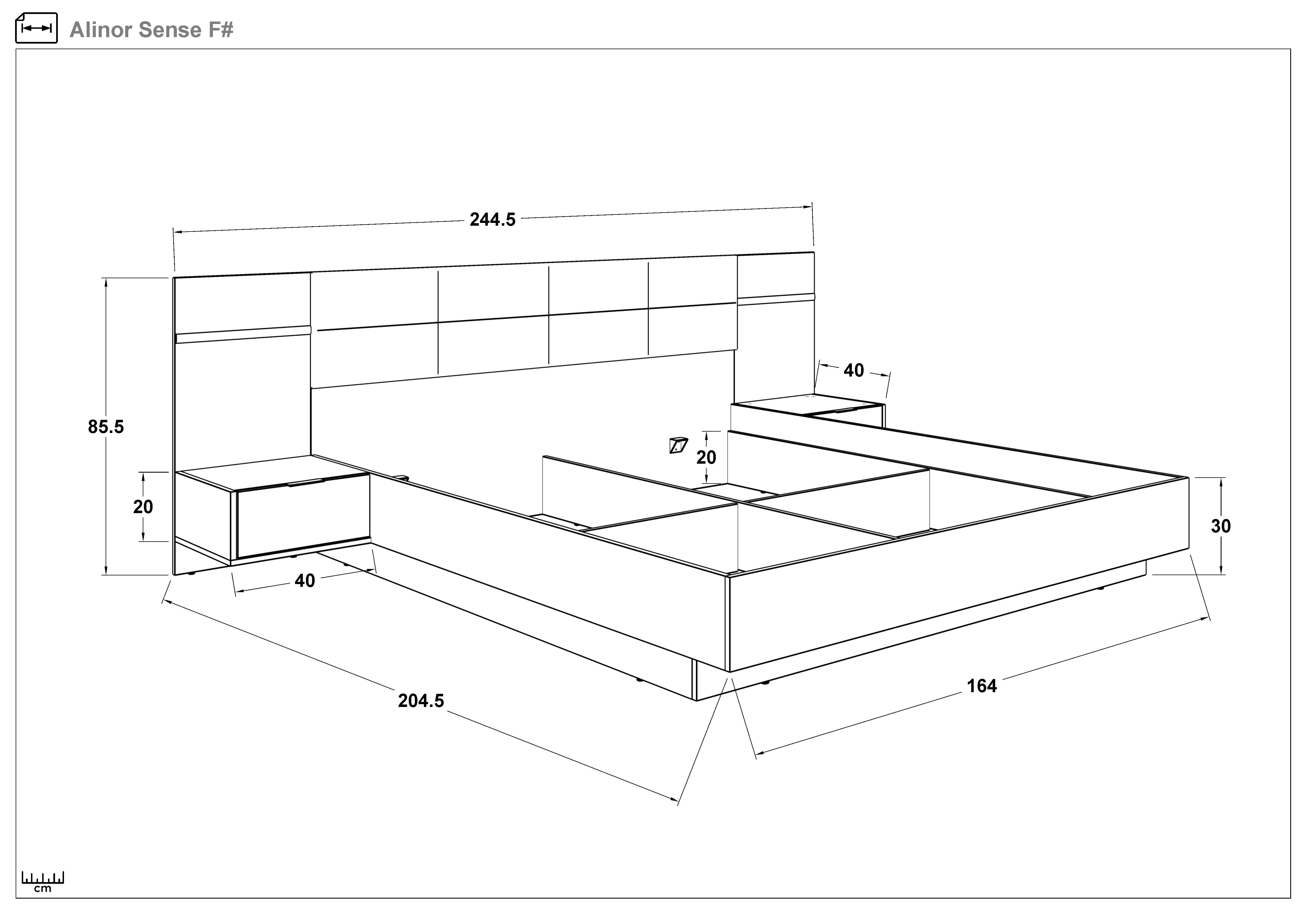 Pat dublu 160/200 + LED Alinor Sens