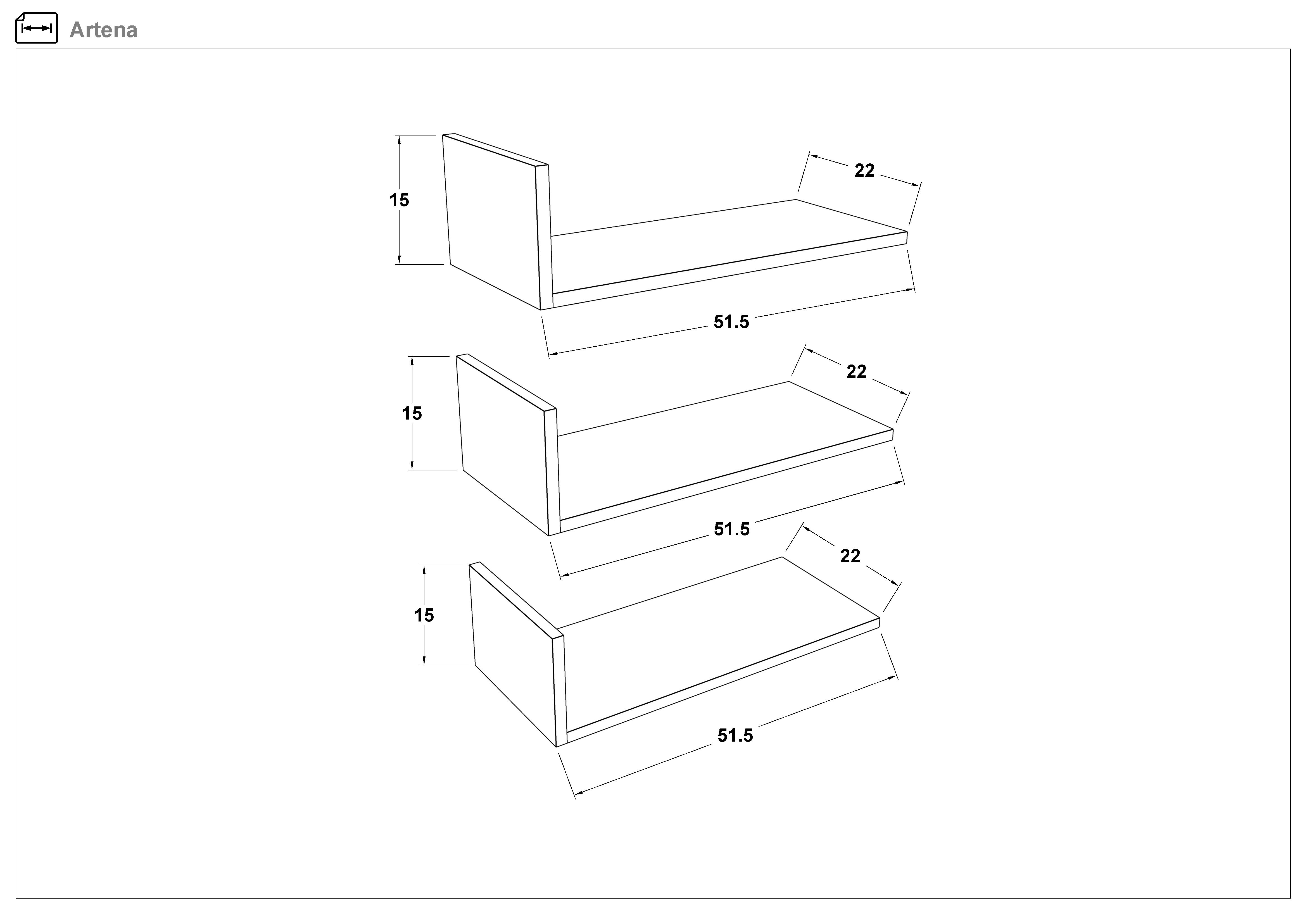 Размери на - Set 2 buc. etajere Artena Set 2 buc. etajere Artena