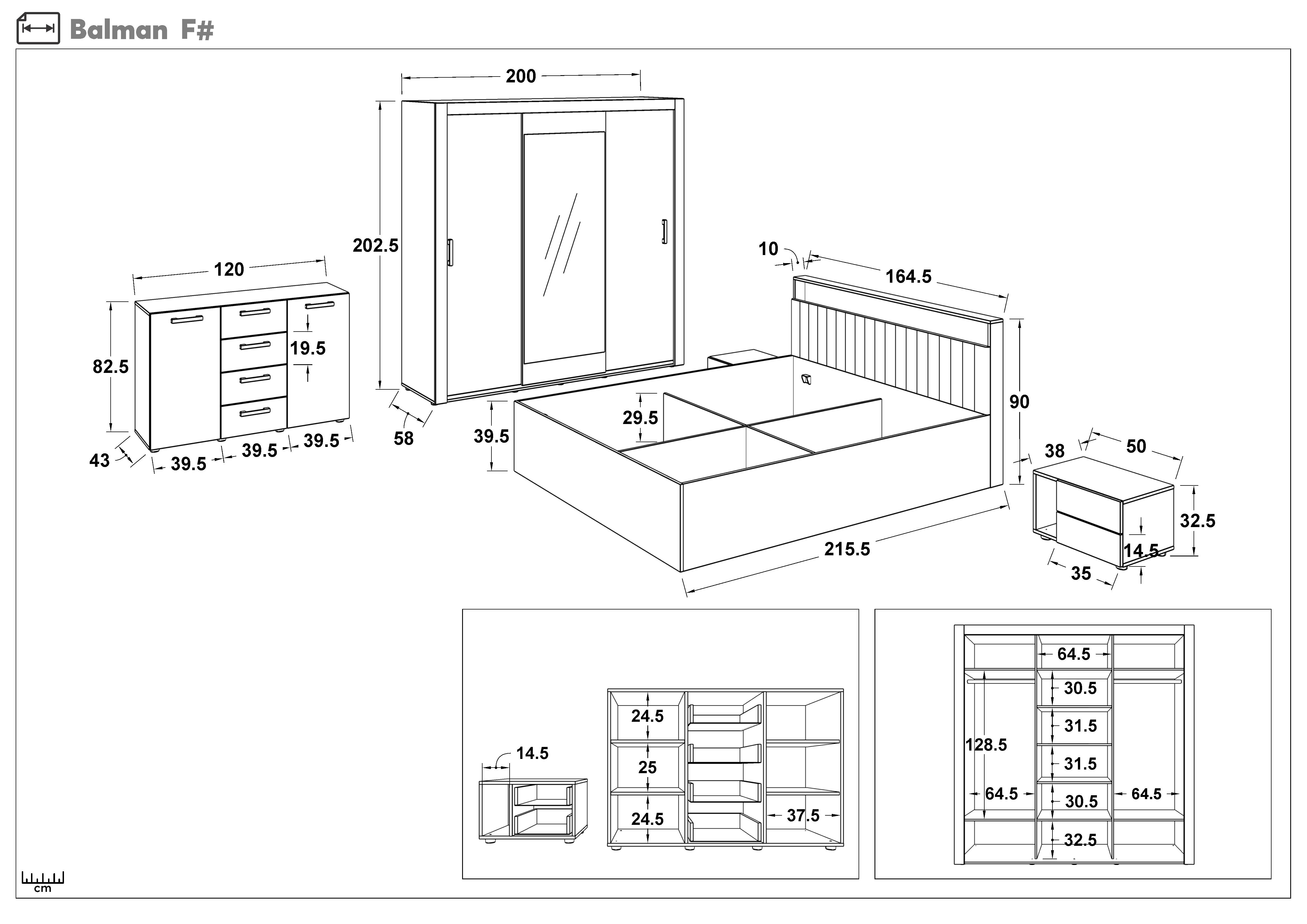 Set dormitor 160/200 + LED Balman + saltea