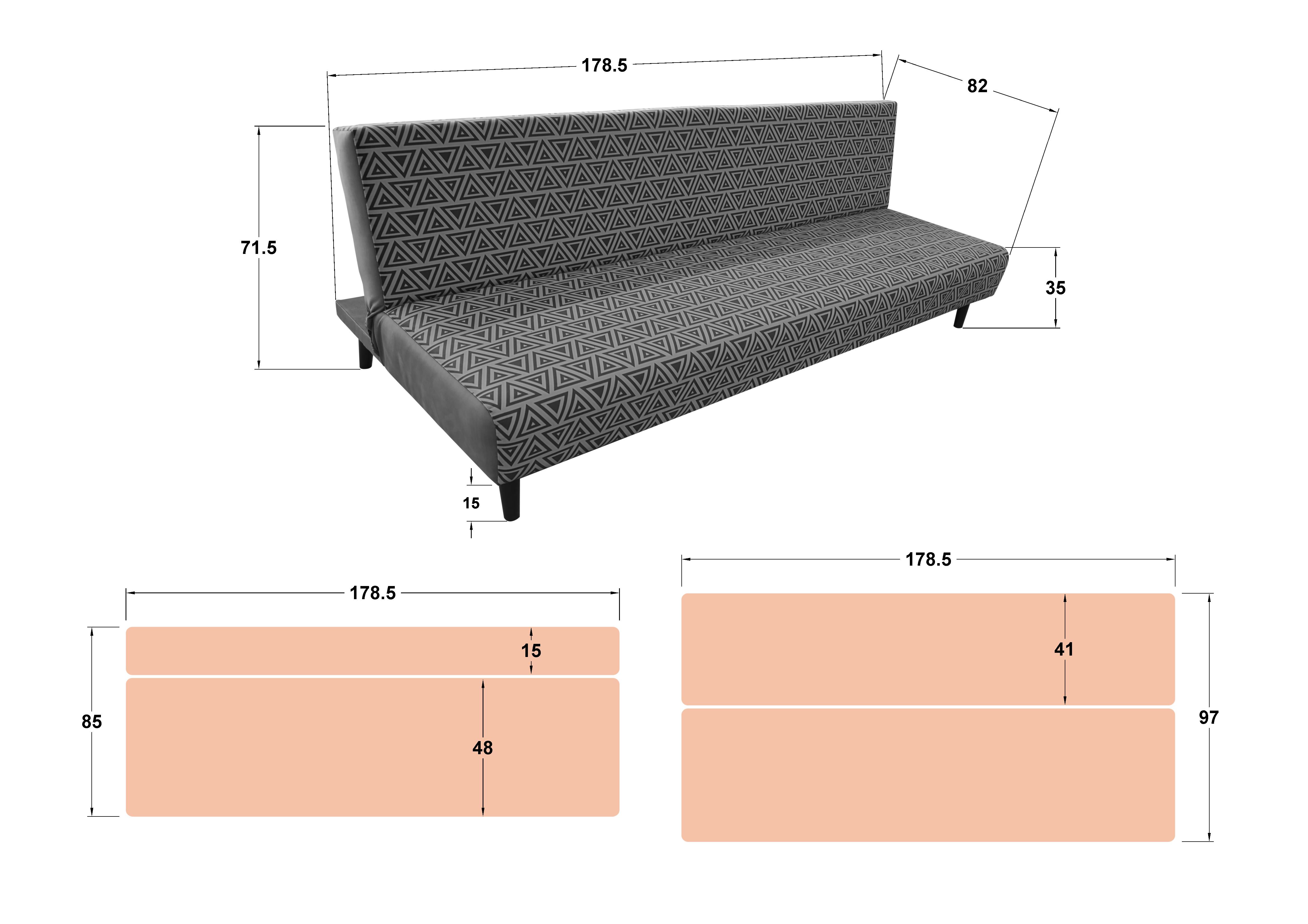 Размери на - Canapea extensibila click-clack Bondi Canapea extensibila click-clack Bondi