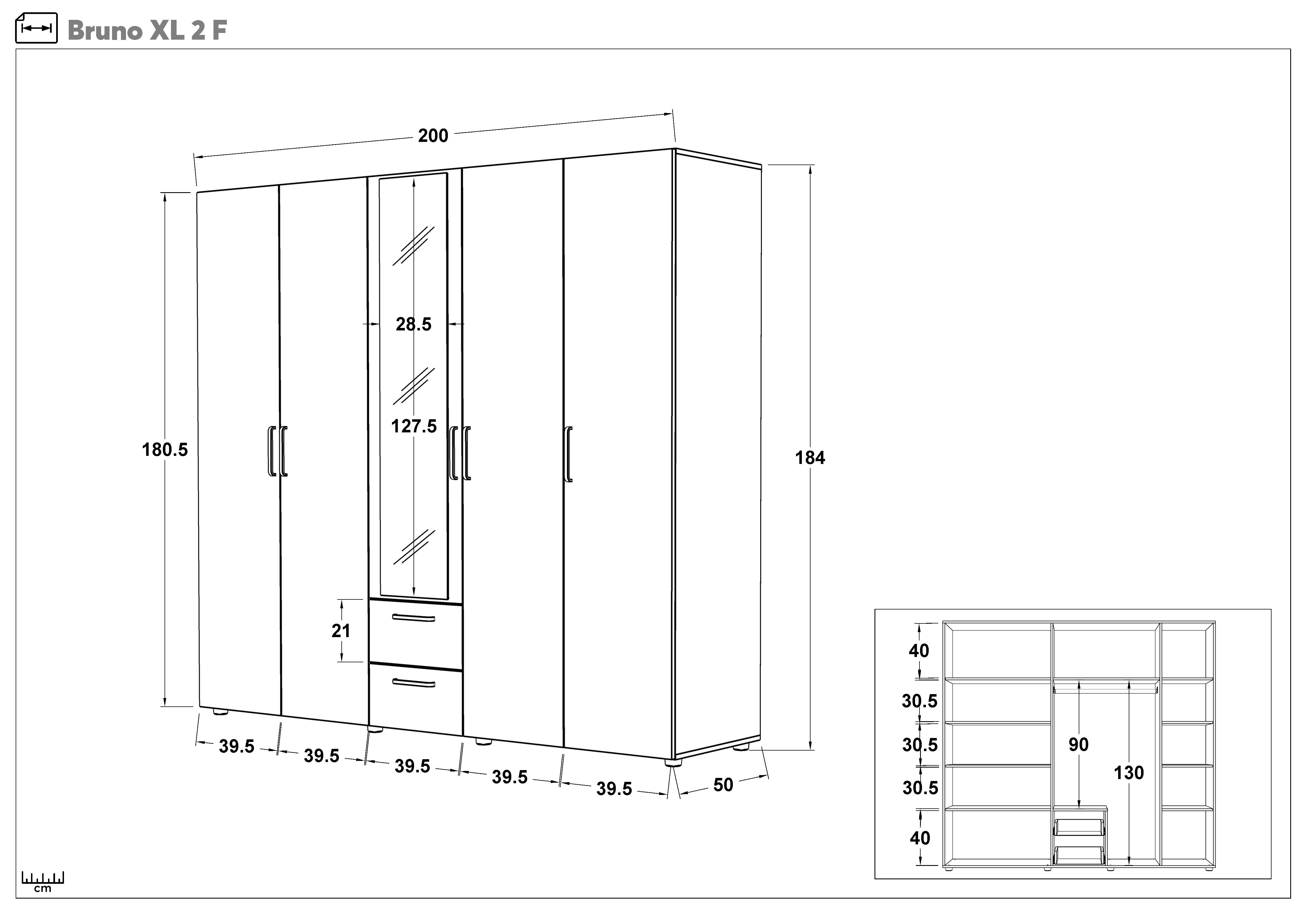 Dulap cu bara pentru umerase si rafturi Bruno XL2