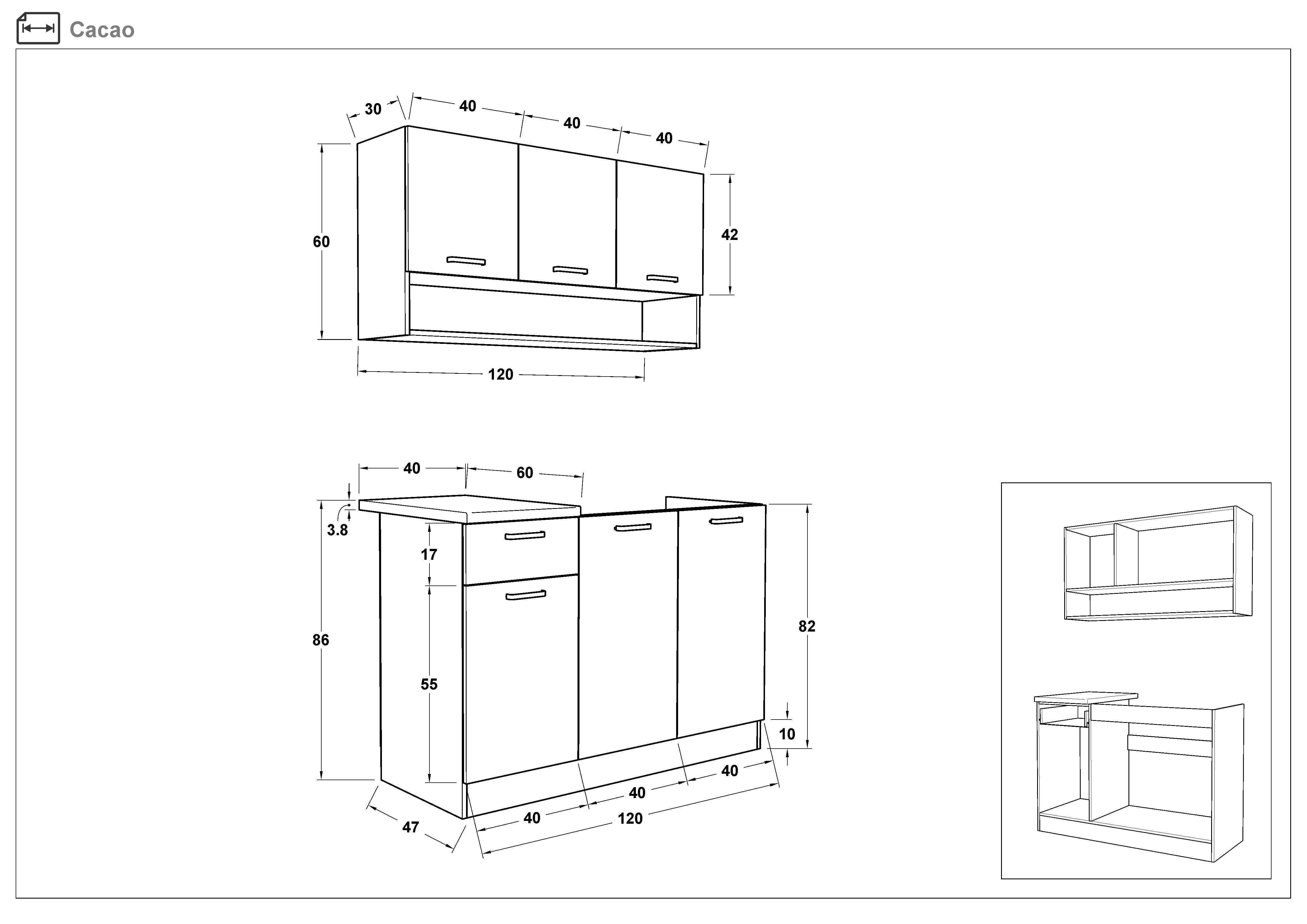 Размери на - Bucatarie Cacao Bucatarie Cacao