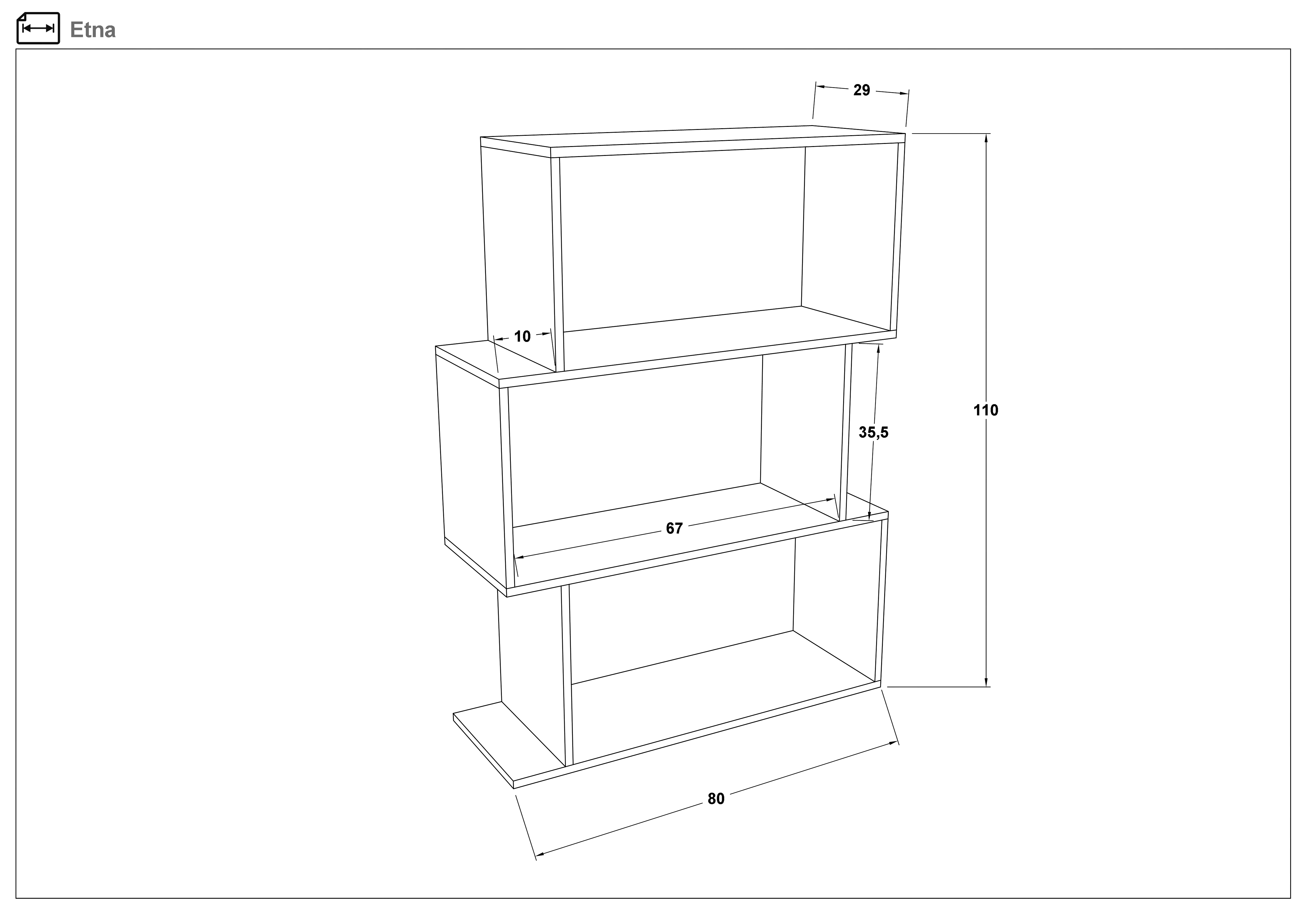 Размери на - Etajera Etna Etajera Etna
