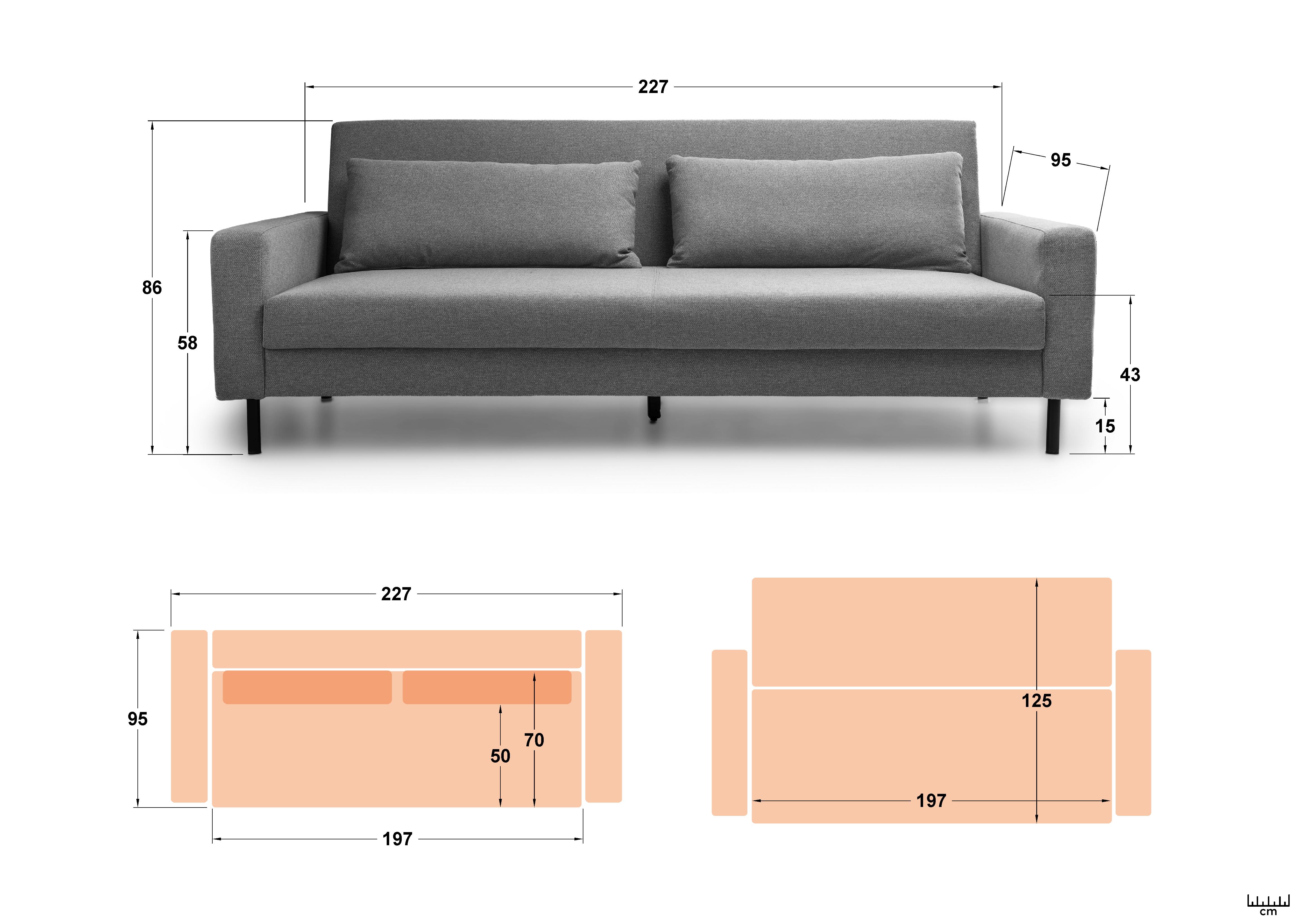 Размери на - Canapea extensibila click- clack Galero Canapea extensibila click- clack Galero