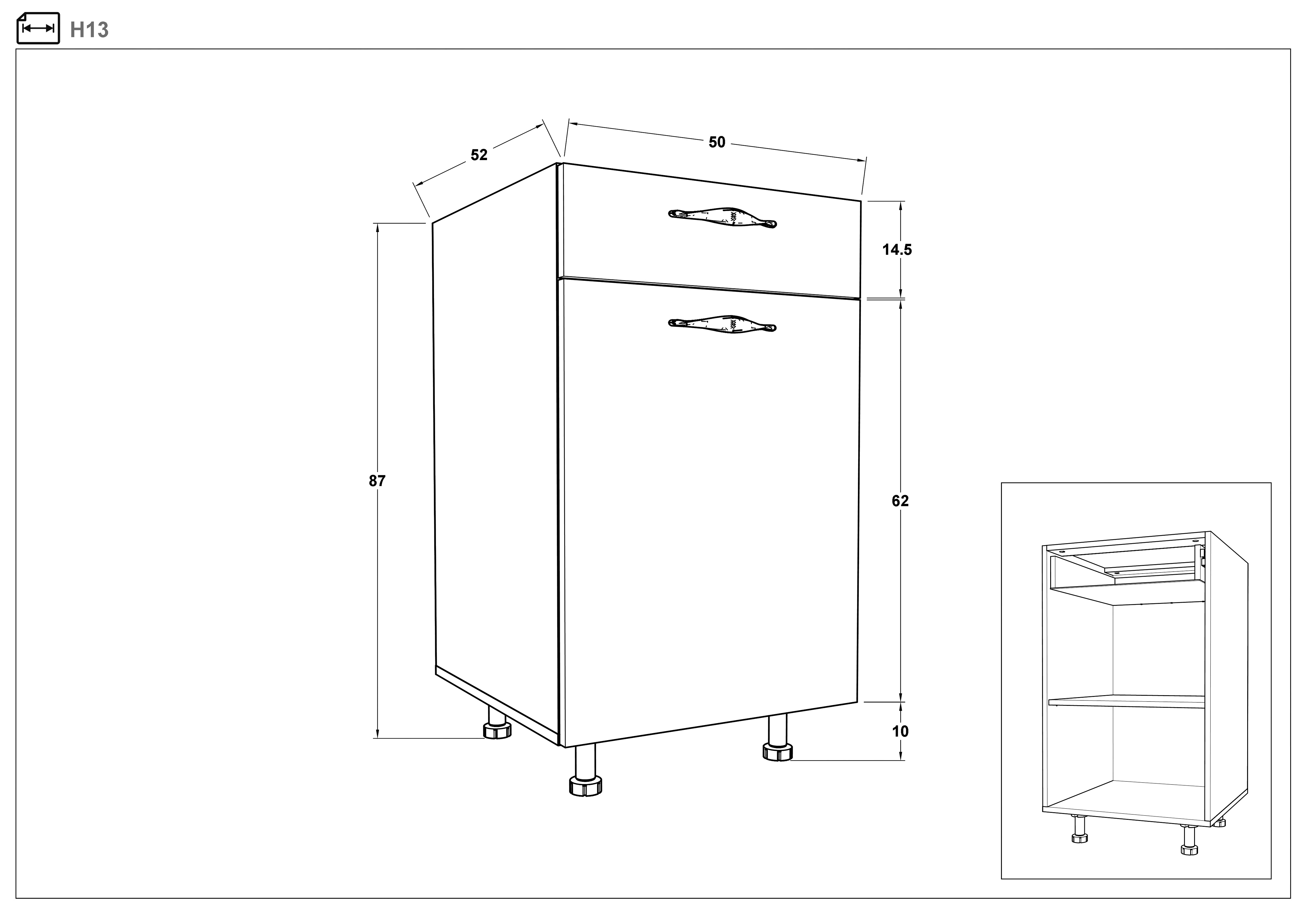 Размери на - Dulap de bucatarie Dakota 13 Dulap de bucatarie Dakota 13