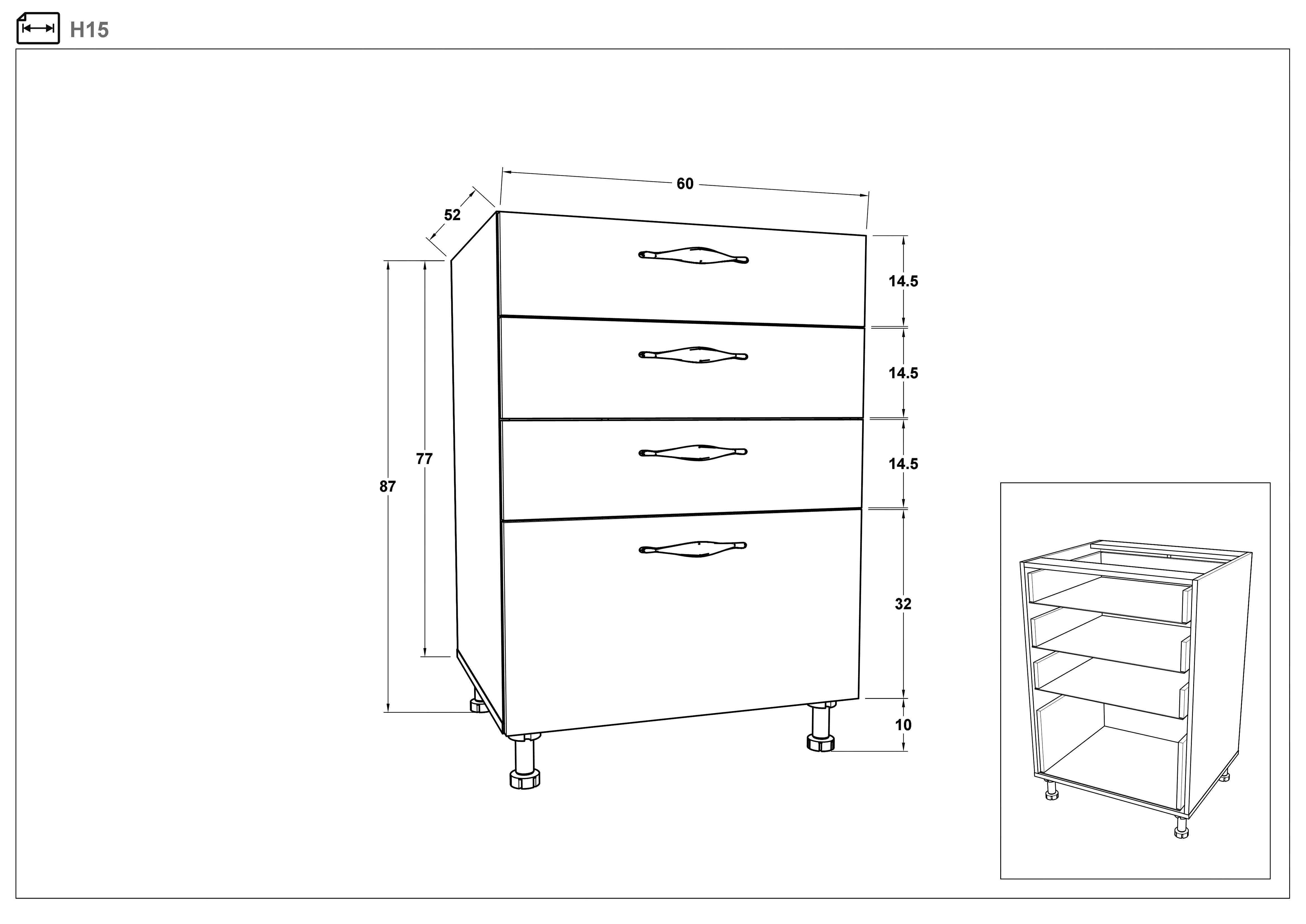 Размери на - Dulap de bucatarie Simon 15 Dulap de bucatarie Simon 15