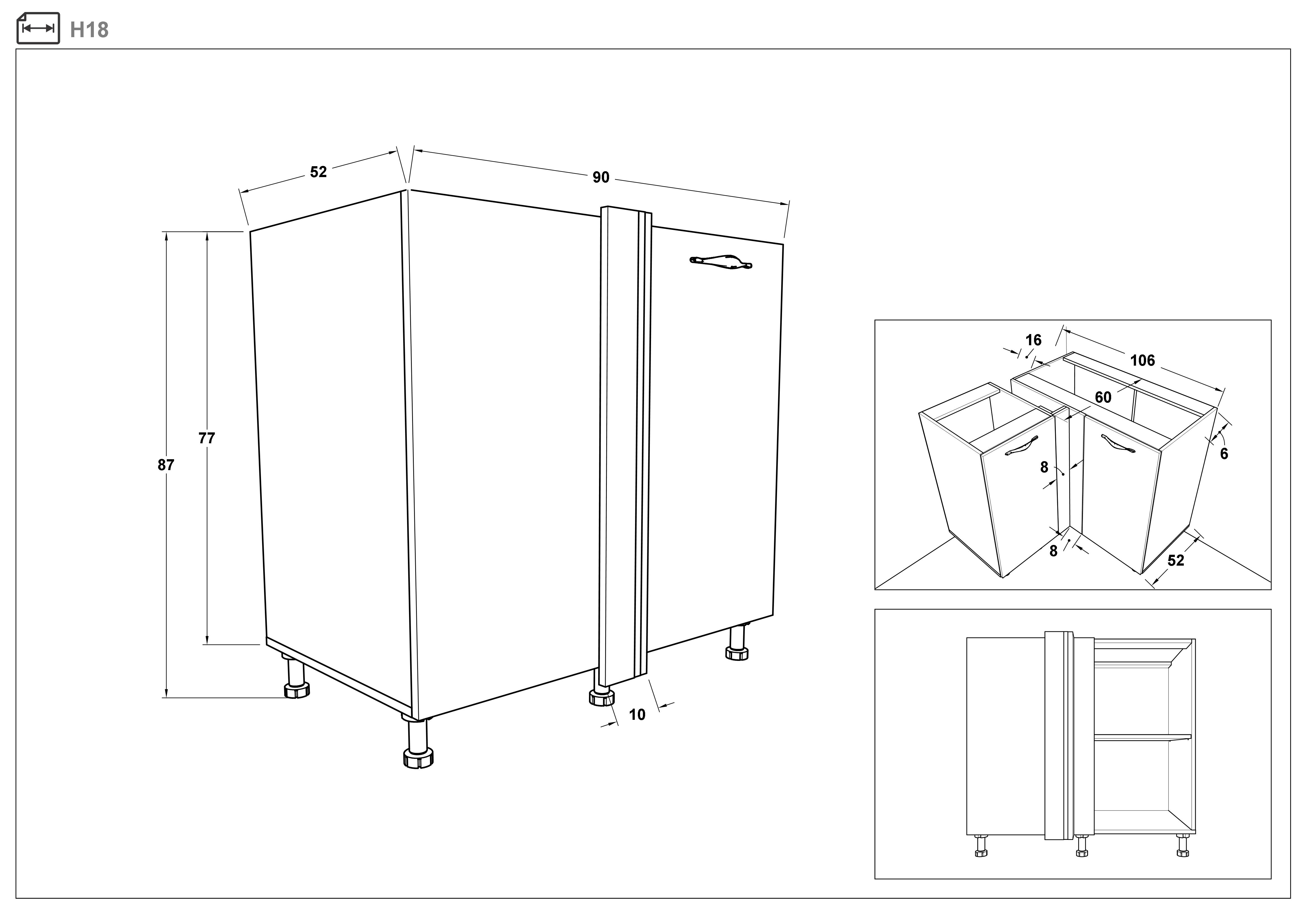 Размери на - Dulap de bucatarie Simon 18 stanga Dulap de bucatarie Simon 18 stanga