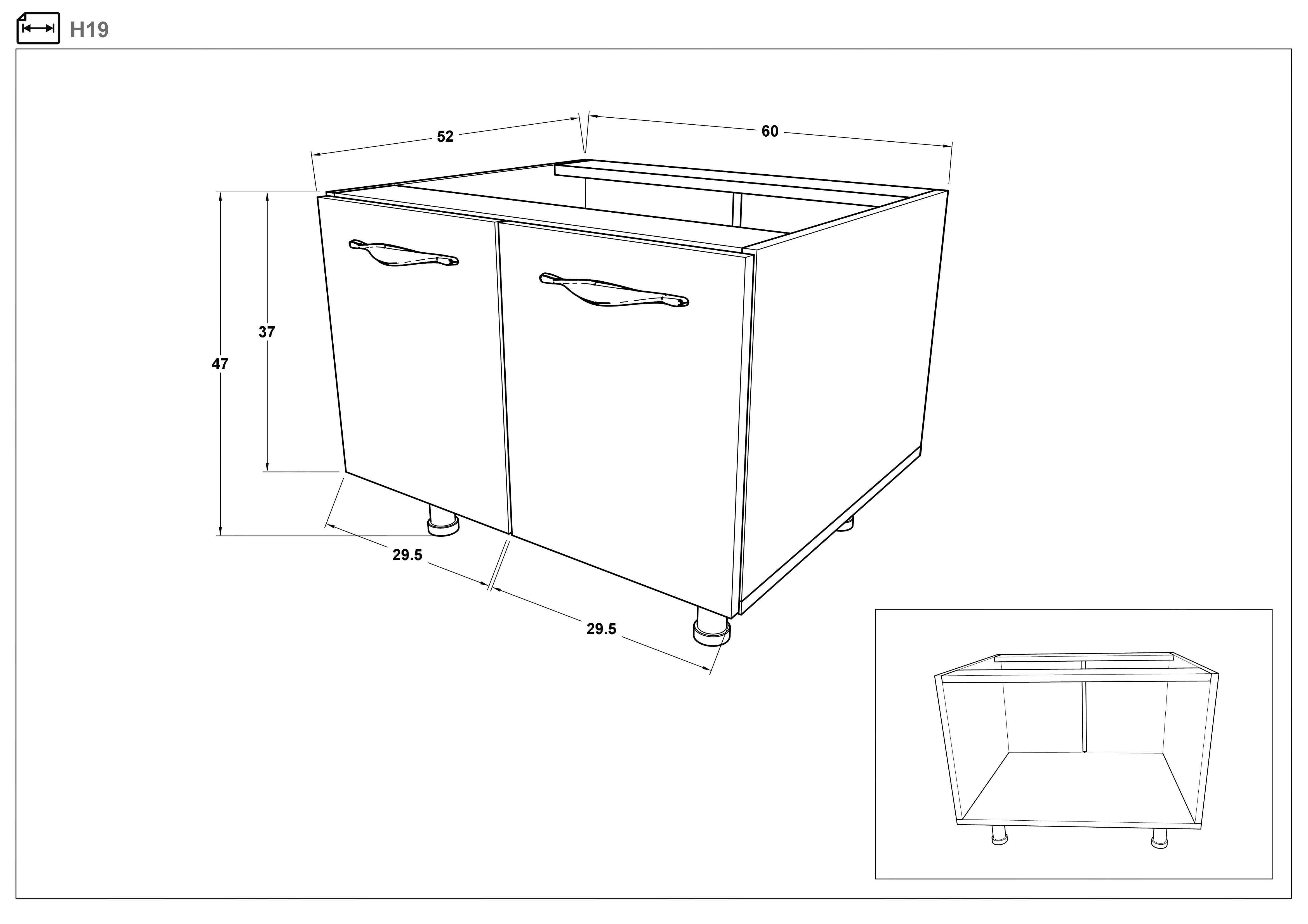 Размери на - Dulap de bucatarie pentru cuptor mic Matis 19 Dulap de bucatarie pentru cuptor mic Matis 19
