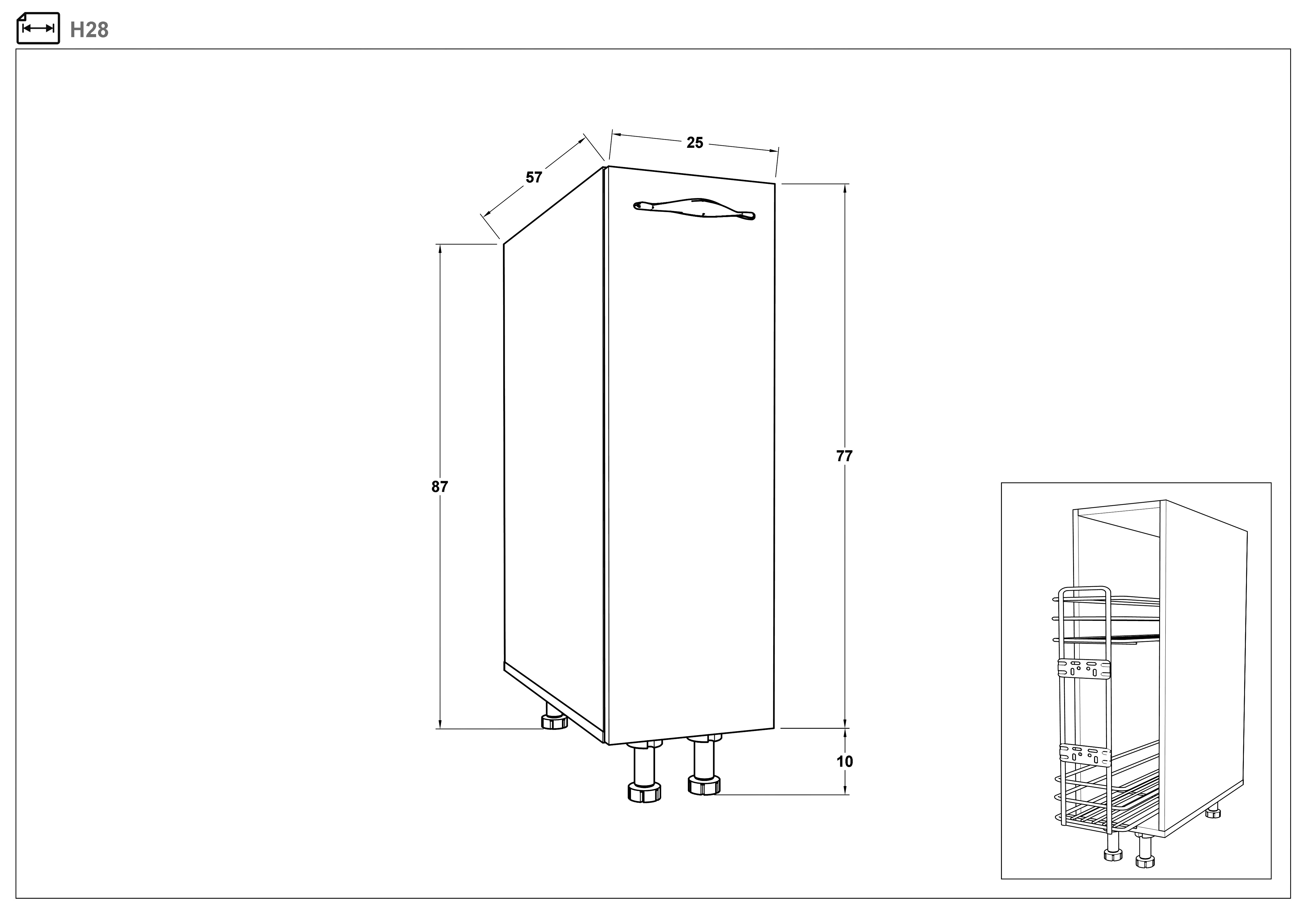 Размери на - Dulap de bucatarie pentru sticle Simon 28 Dulap de bucatarie pentru sticle Simon 28