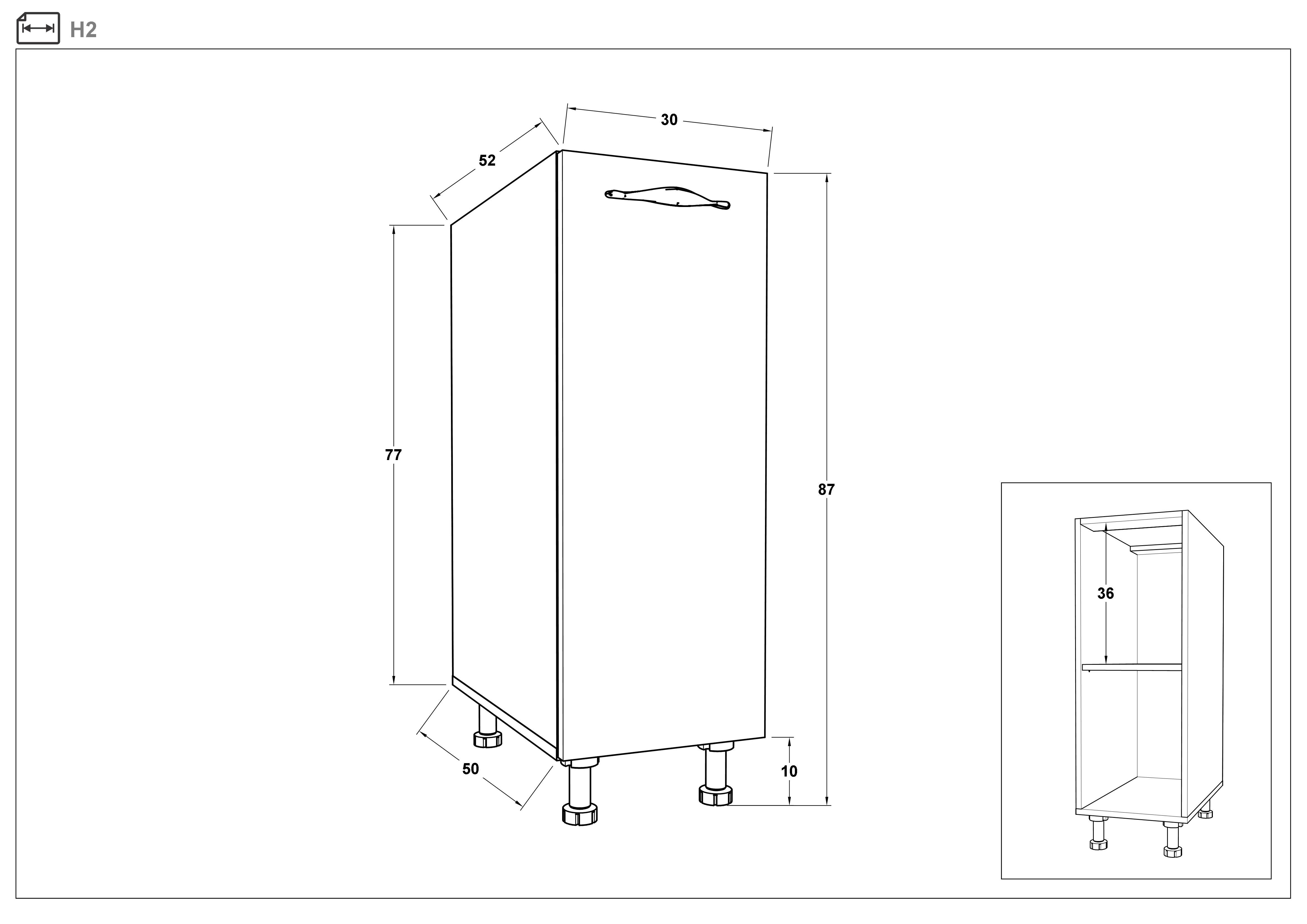 Размери на - Dulap de bucatarie Ava 02 Dulap de bucatarie Ava 02