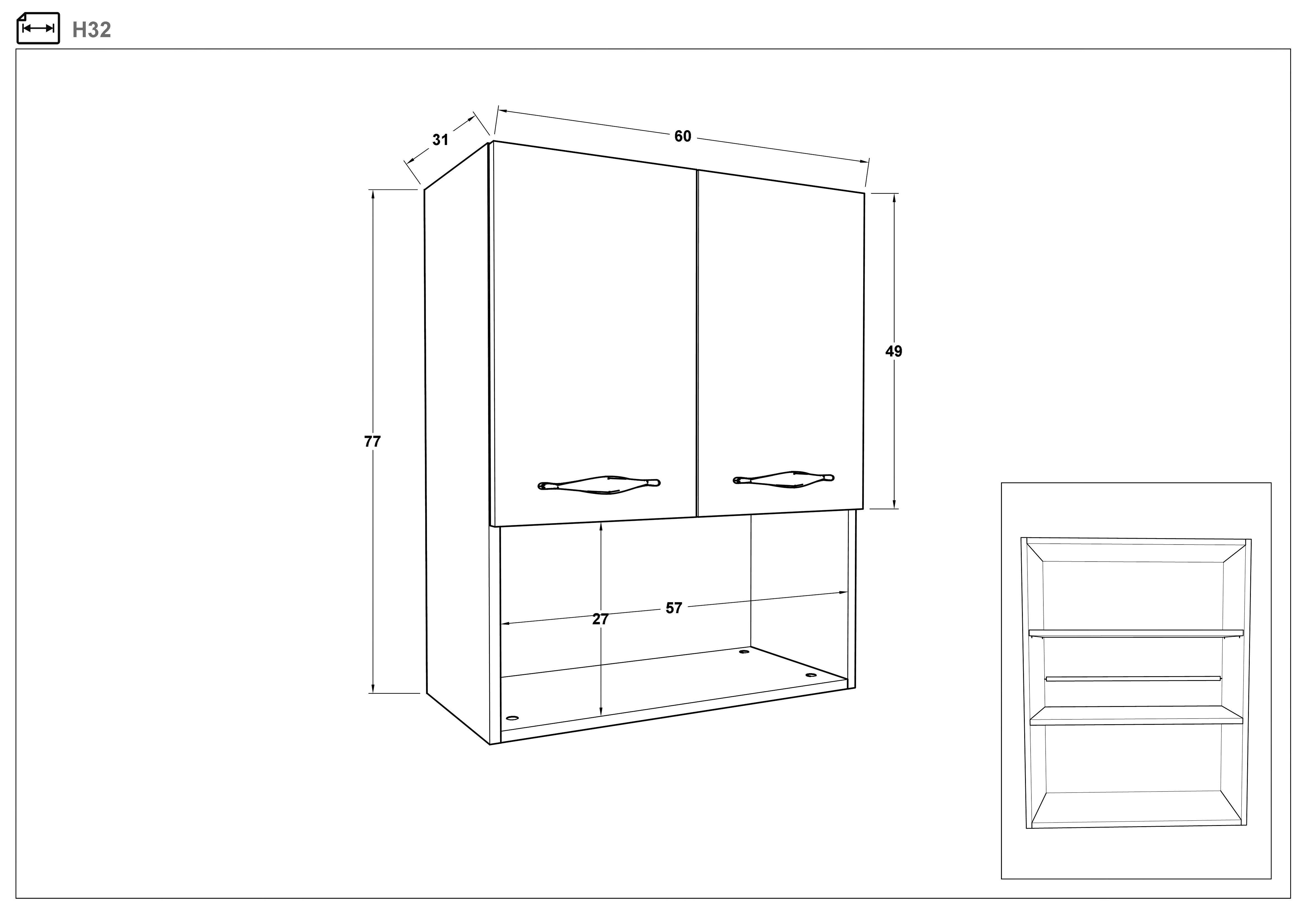 Размери на - Dulap de bucatarie Simon 32 Dulap de bucatarie Simon 32