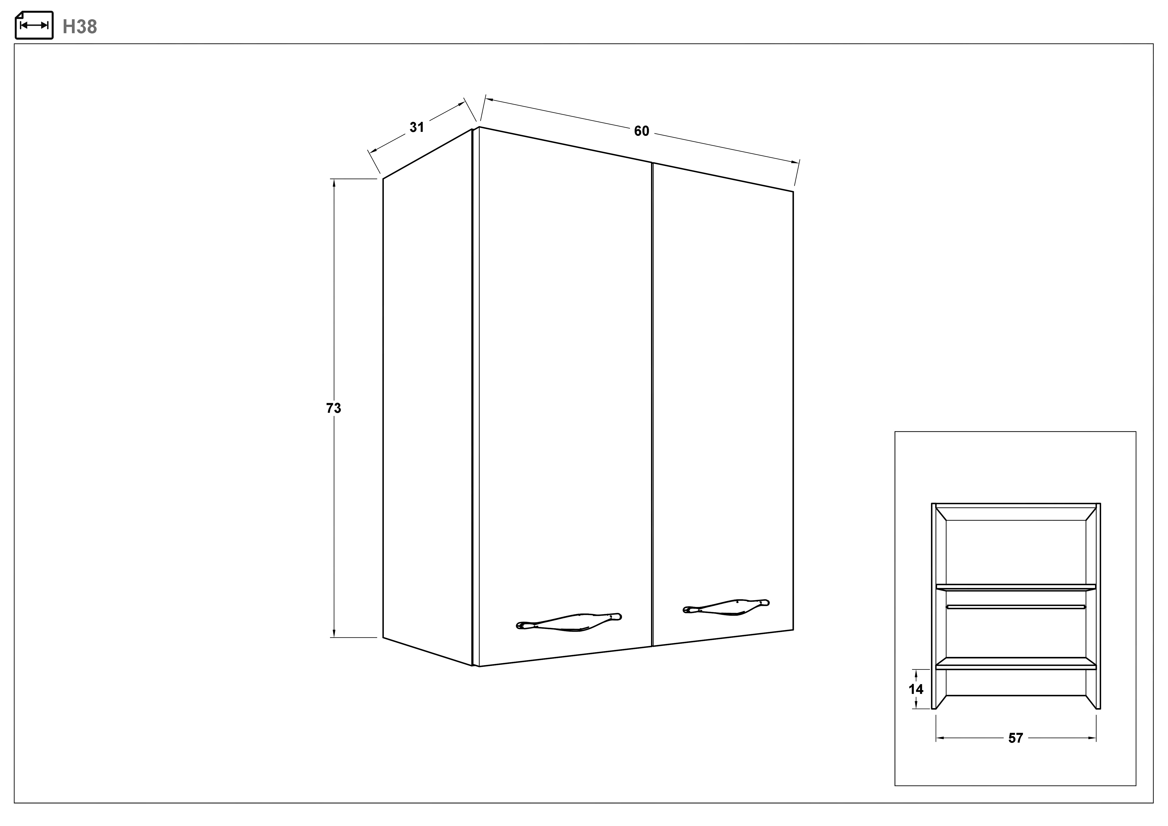 Размери на - Dulap de bucatarie pentru hota  Simon 38 Dulap de bucatarie pentru hota  Simon 38