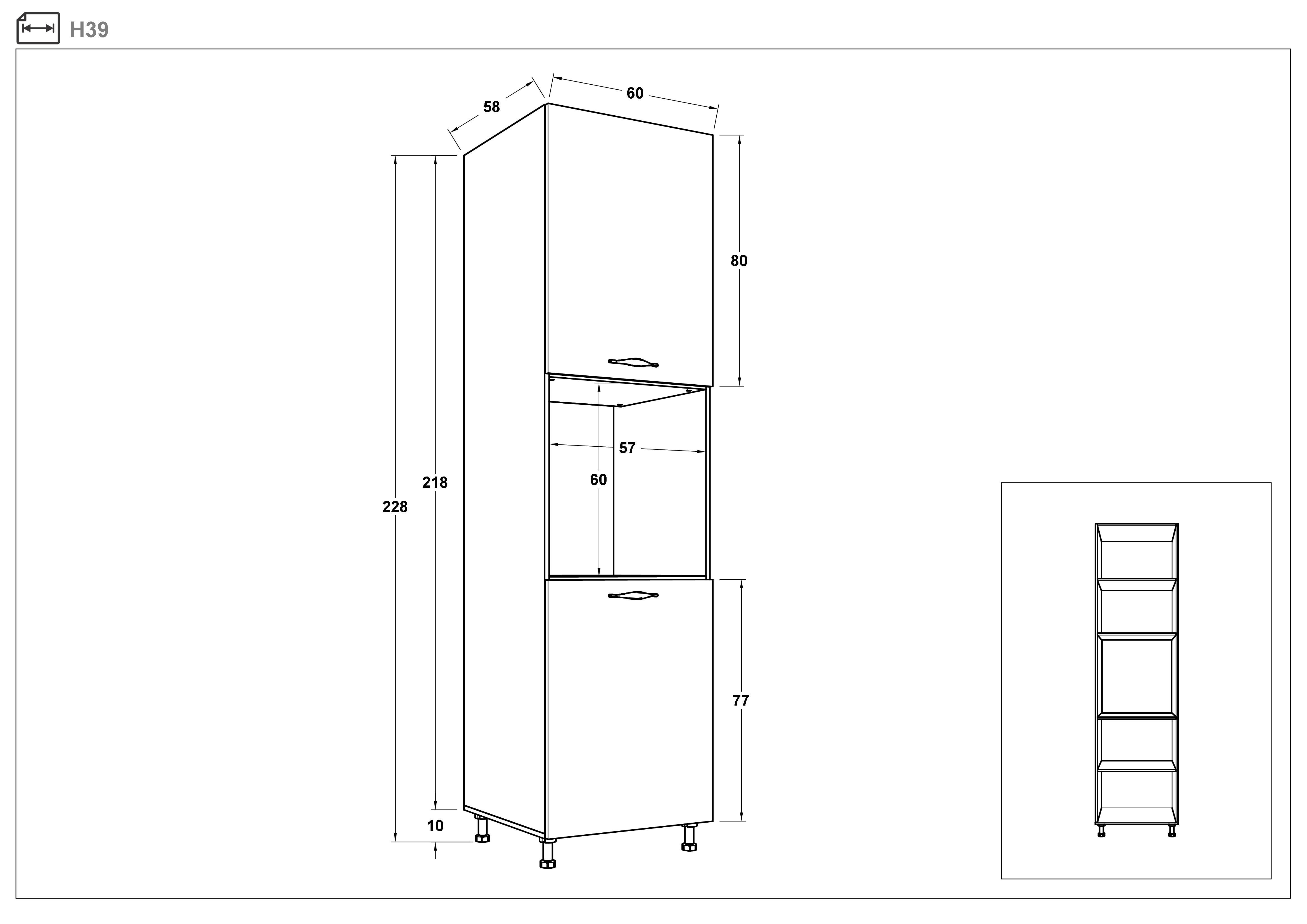 Размери на - Coloana pentru cuptor Matis 39 dreapta Coloana pentru cuptor Matis 39 dreapta