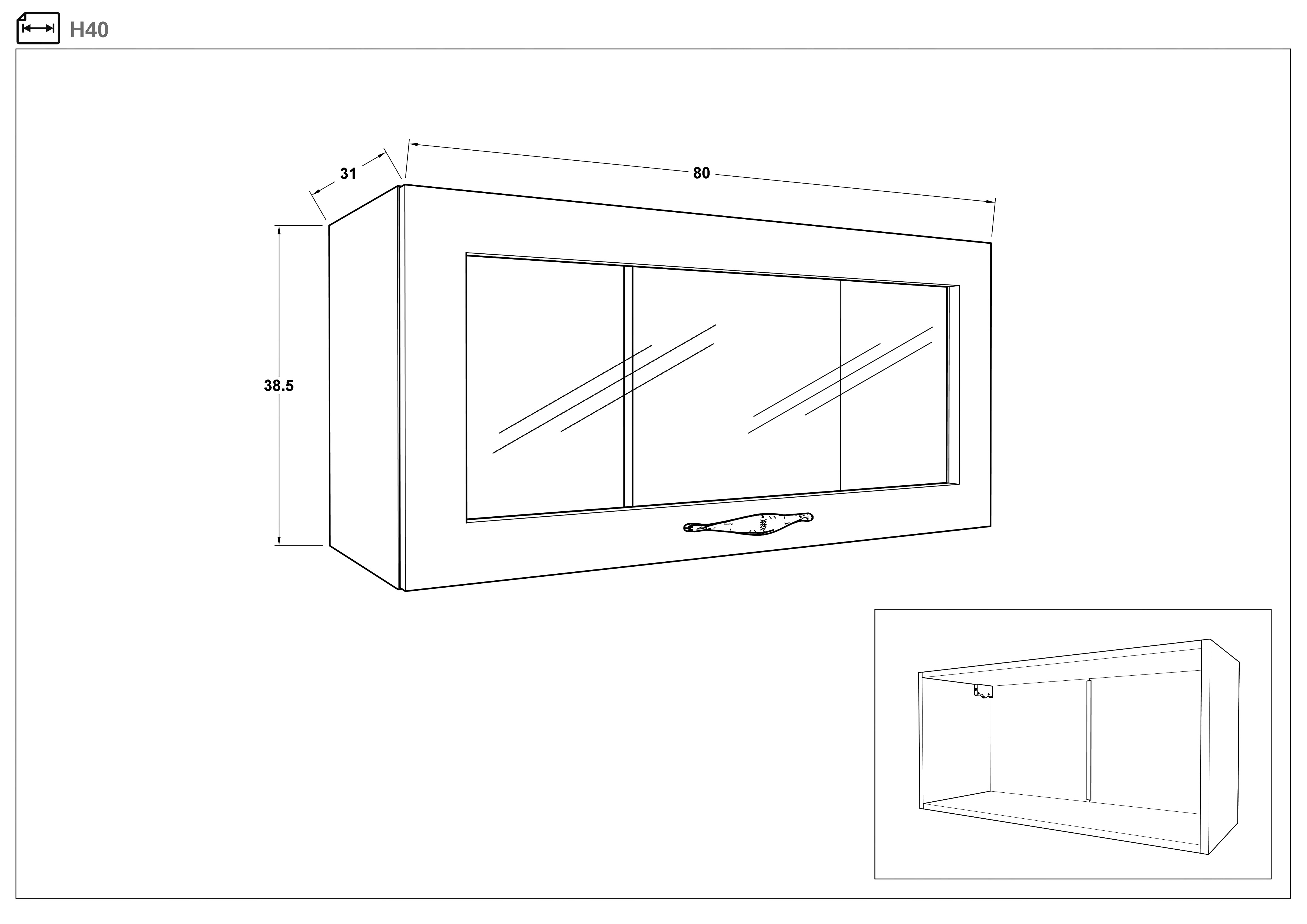 Размери на - Dulap-vitrina de bucatarie Ava 40 Dulap-vitrina de bucatarie Ava 40