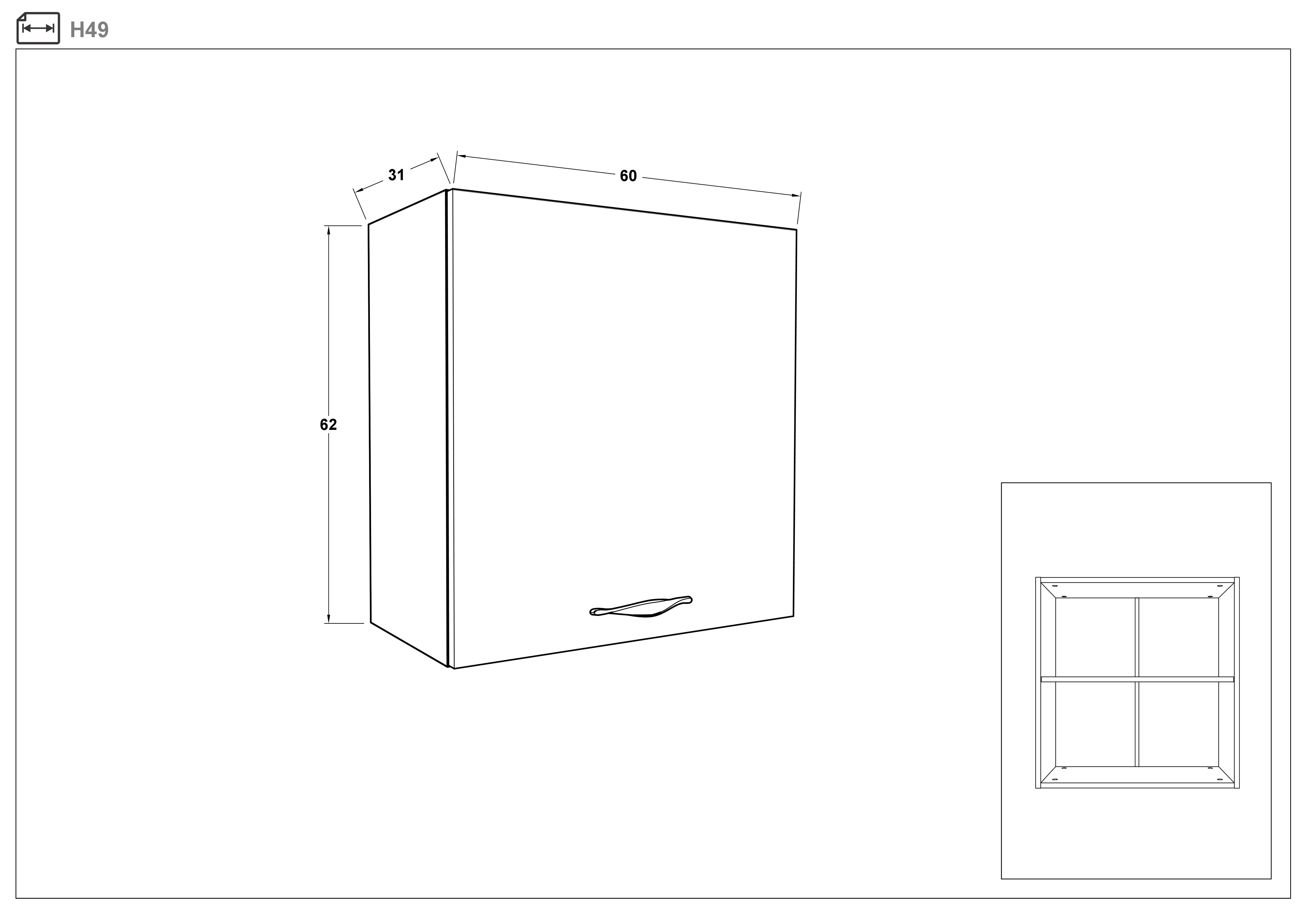 Размери на - Dulap de bucatarie pentru hota Dakota 49 Dulap de bucatarie pentru hota Dakota 49