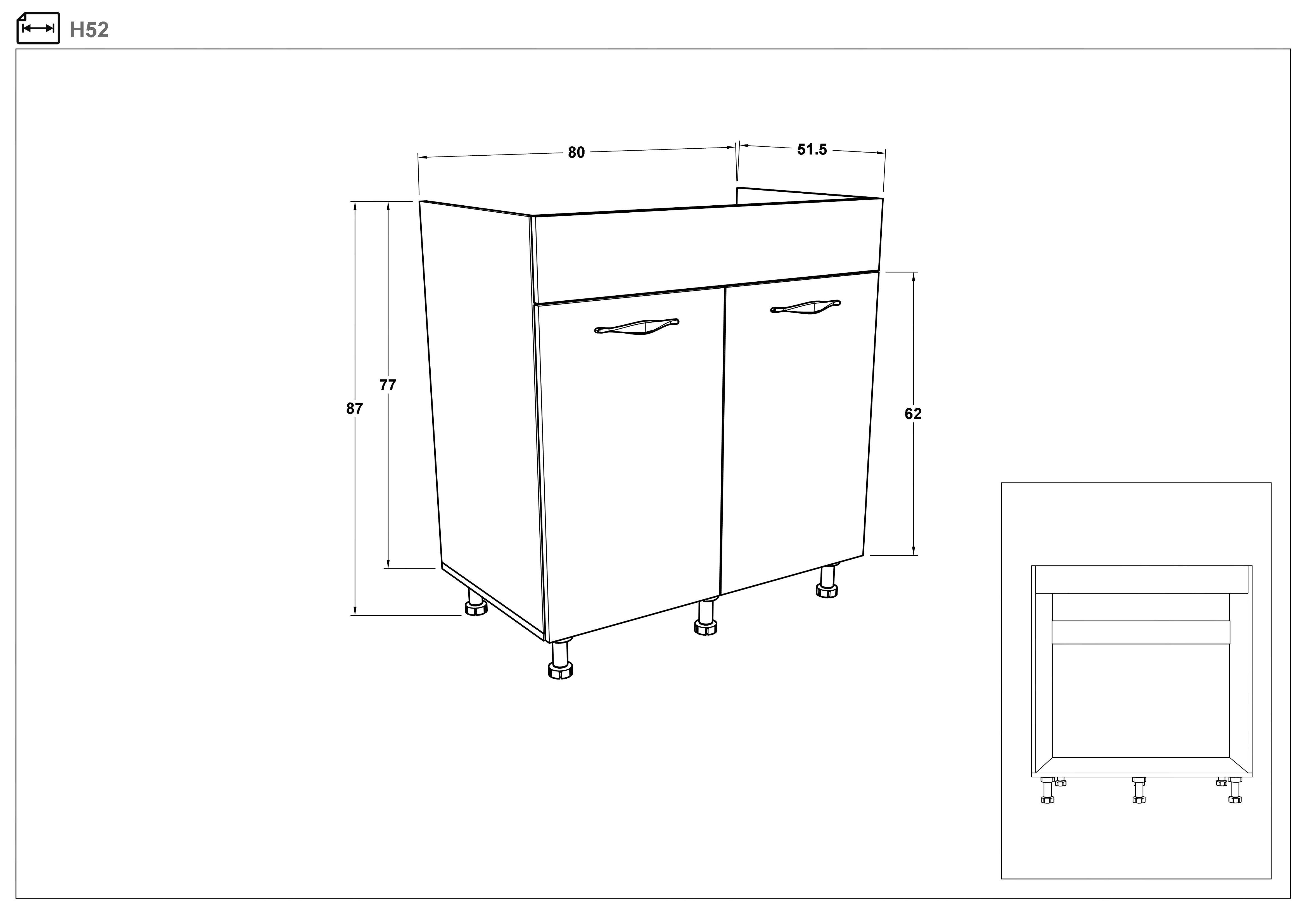 Размери на - Dulap de bucatarie Simon 52 Dulap de bucatarie Simon 52