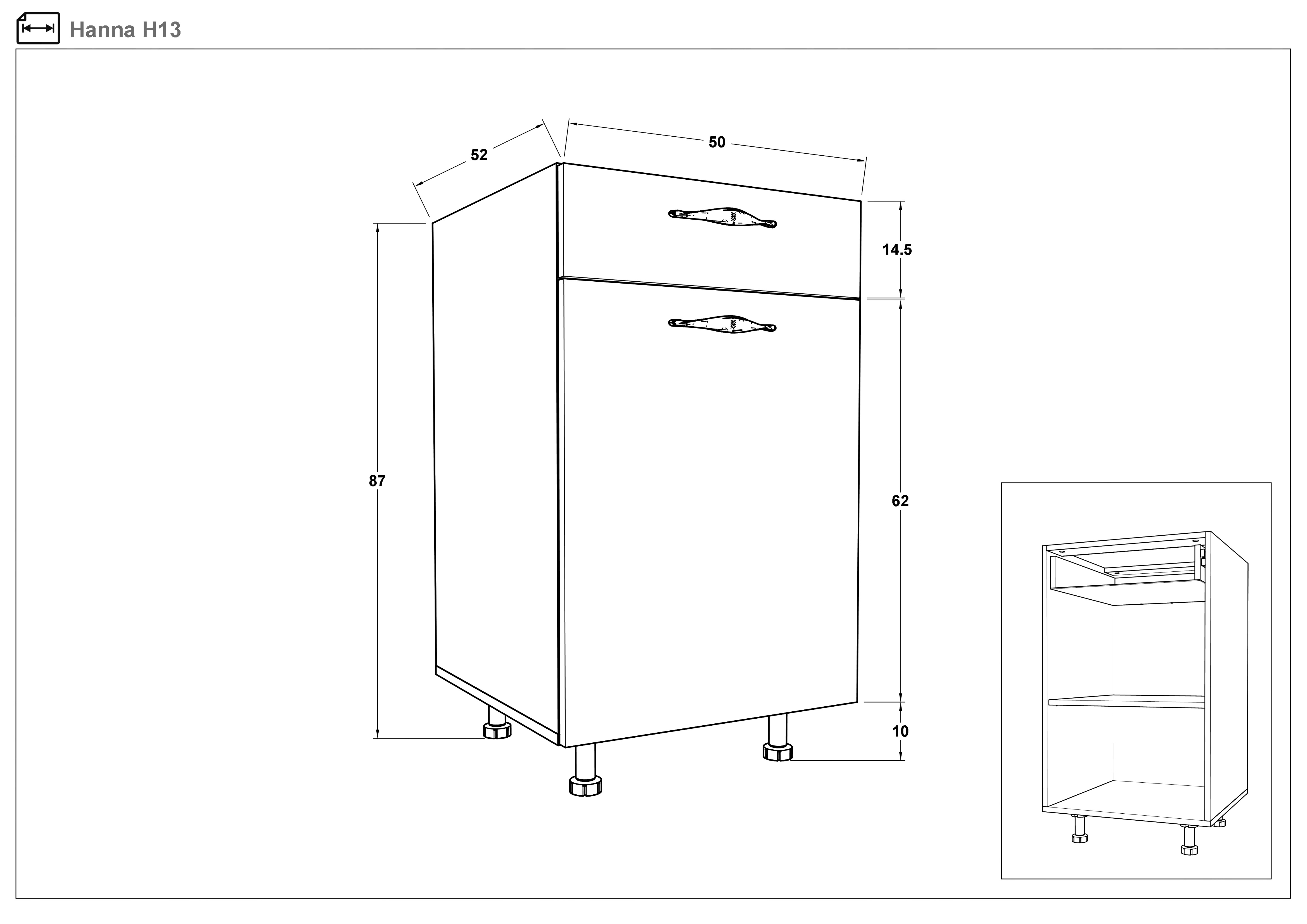 Размери на - Dulap de bucatarie Hana 13 Dulap de bucatarie Hana 13