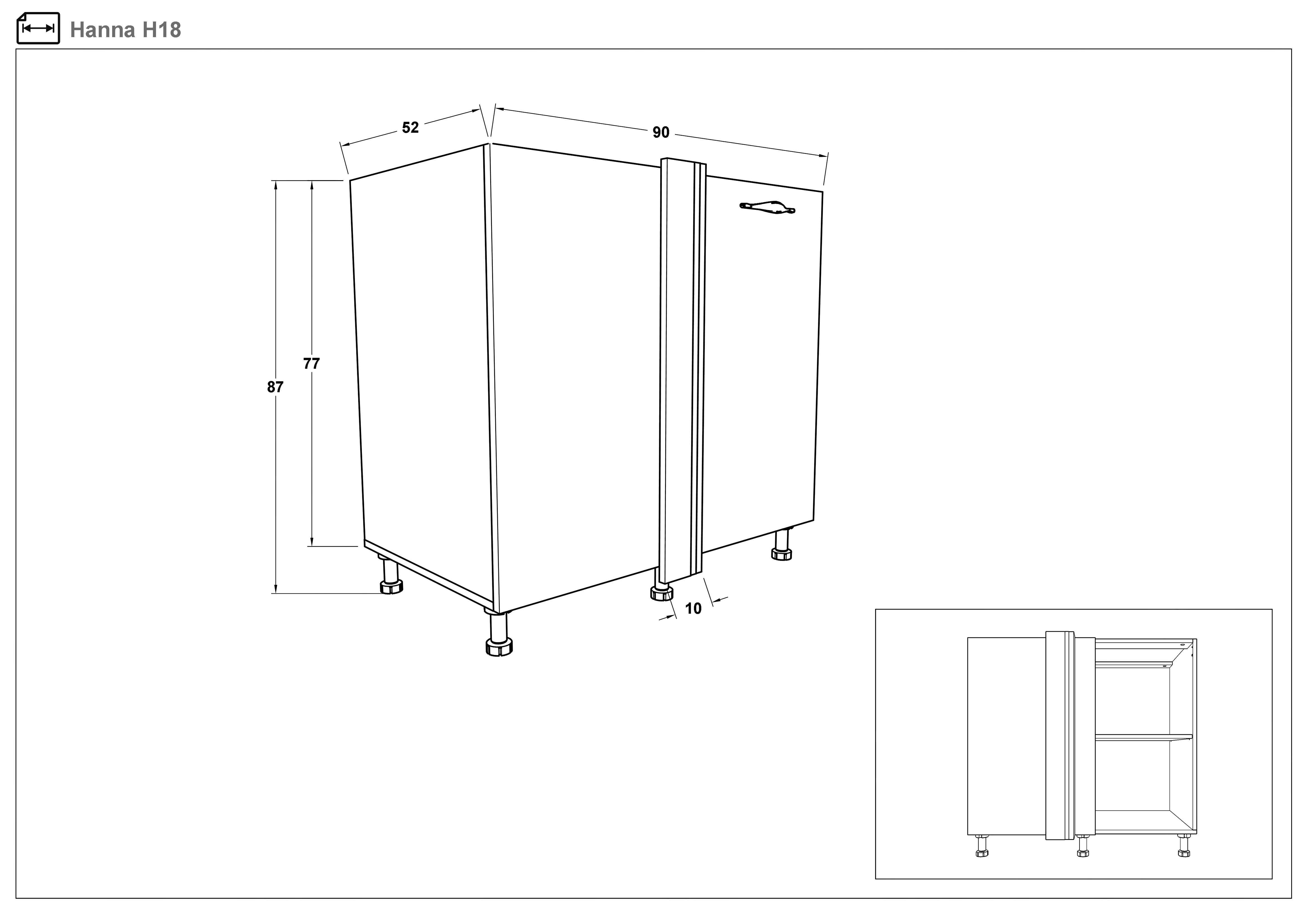 Размери на - Dulap de bucatarie Hana 18 stanga Dulap de bucatarie Hana 18 stanga