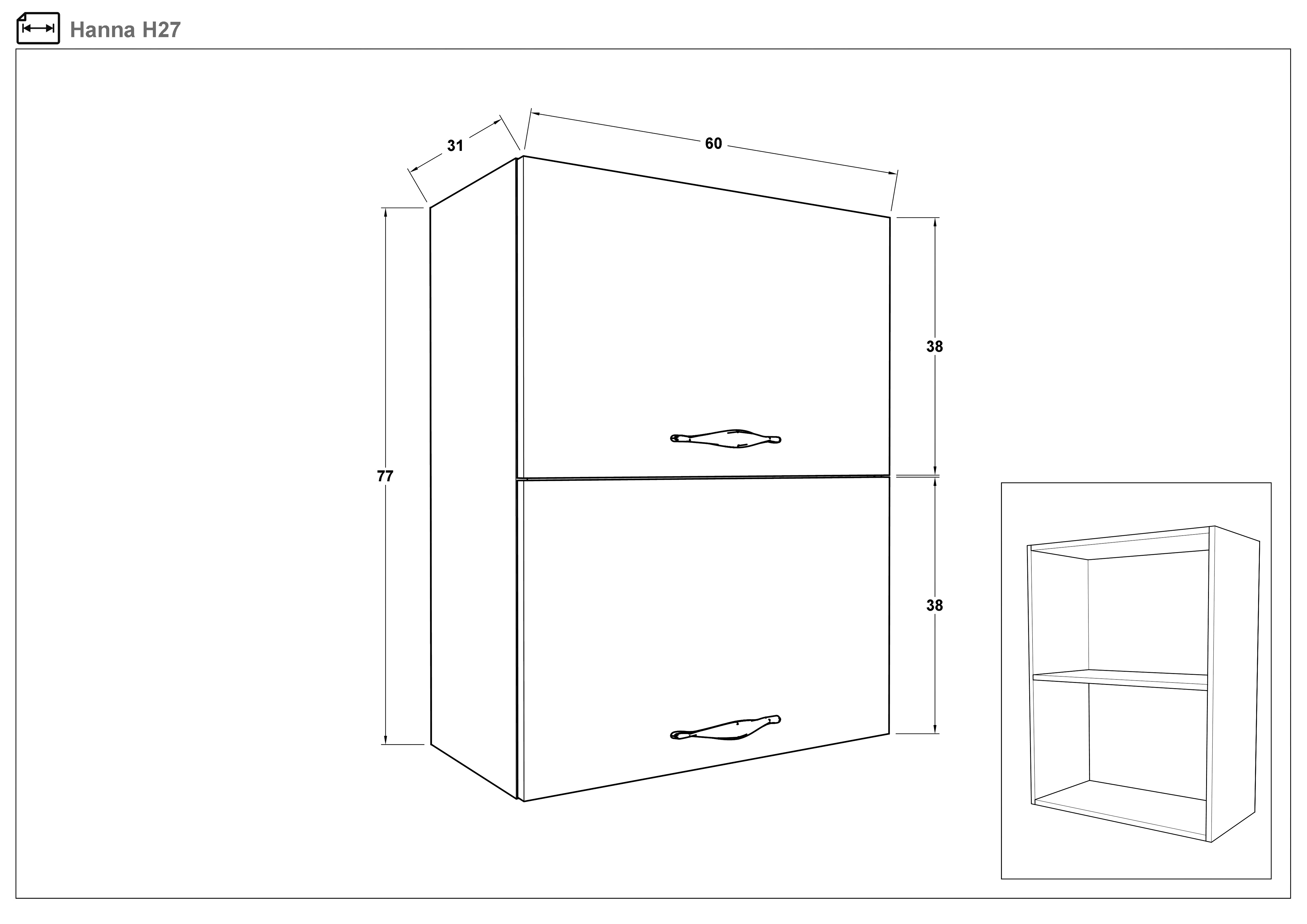 Размери на - Dulap de bucatarie Hana Classic 27 Dulap de bucatarie Hana Classic 27