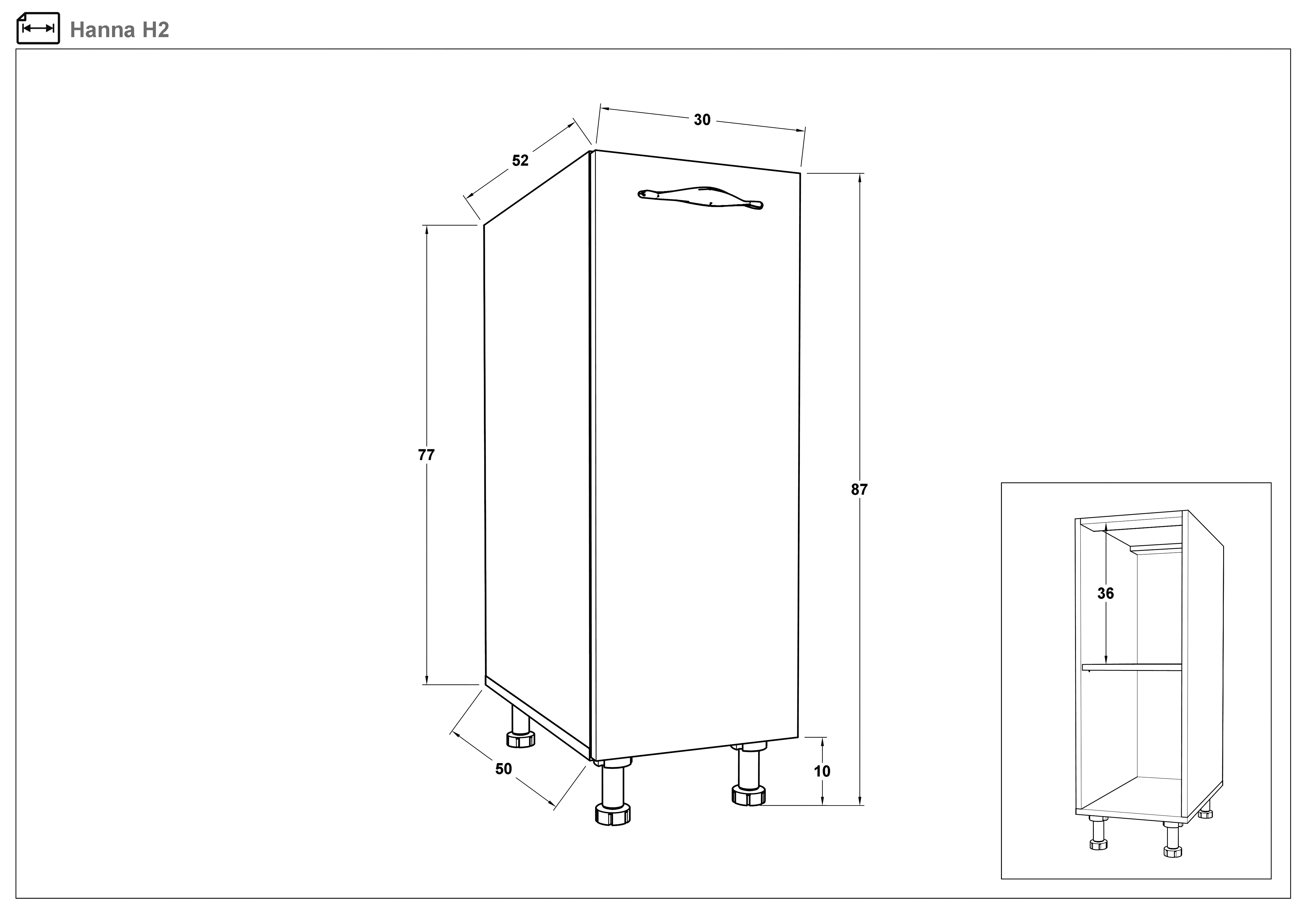 Размери на - Dulap de bucatarie Hana 02 Dulap de bucatarie Hana 02