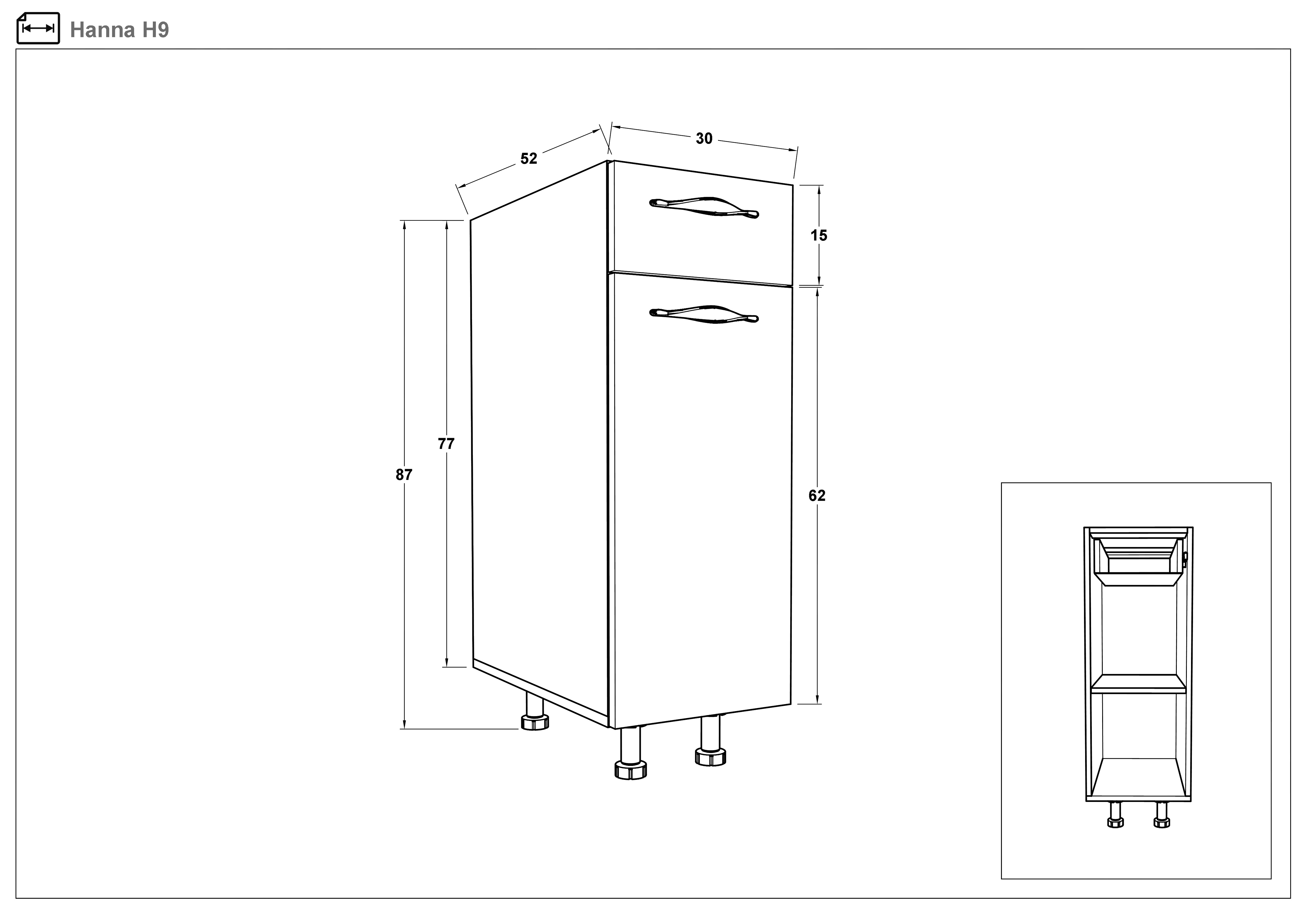 Размери на - Dulap de bucatarie Hana 09 Dulap de bucatarie Hana 09