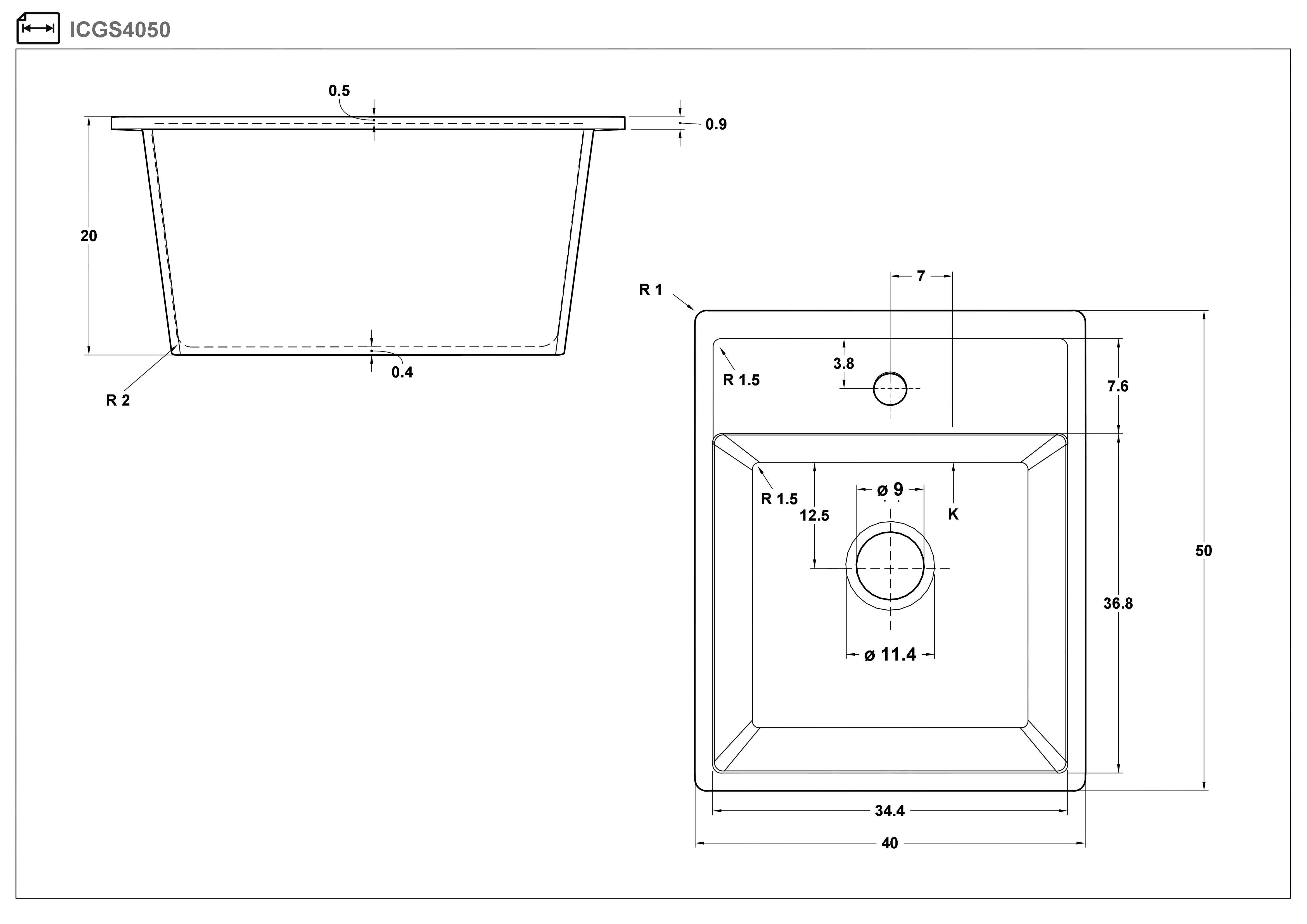 Размери на - Chiuveta  ICGS4050 Chiuveta  ICGS4050