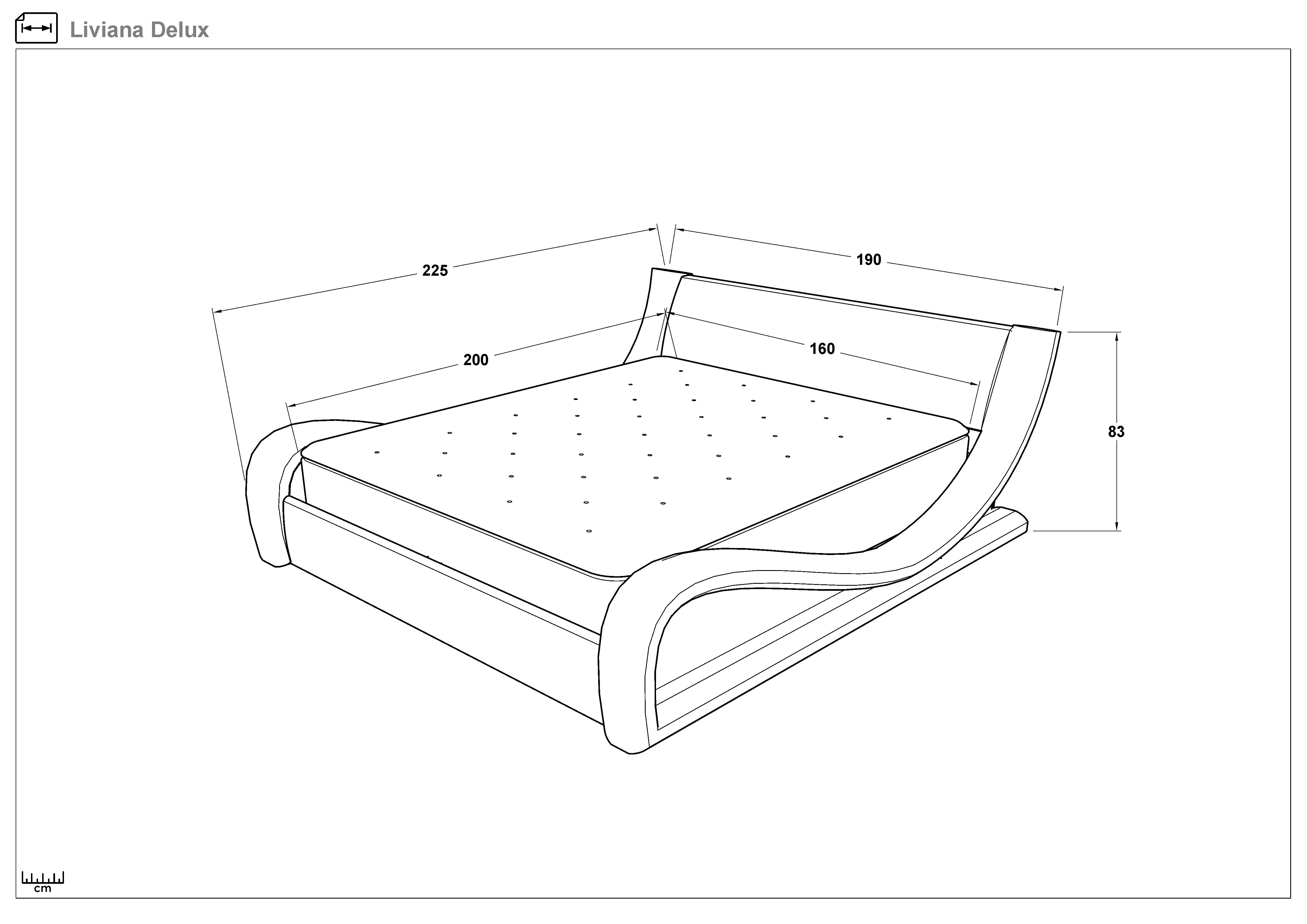 Размери на - Pat dublu tapitat 160/200 Liviana Delux Pat dublu tapitat 160/200 Liviana Delux