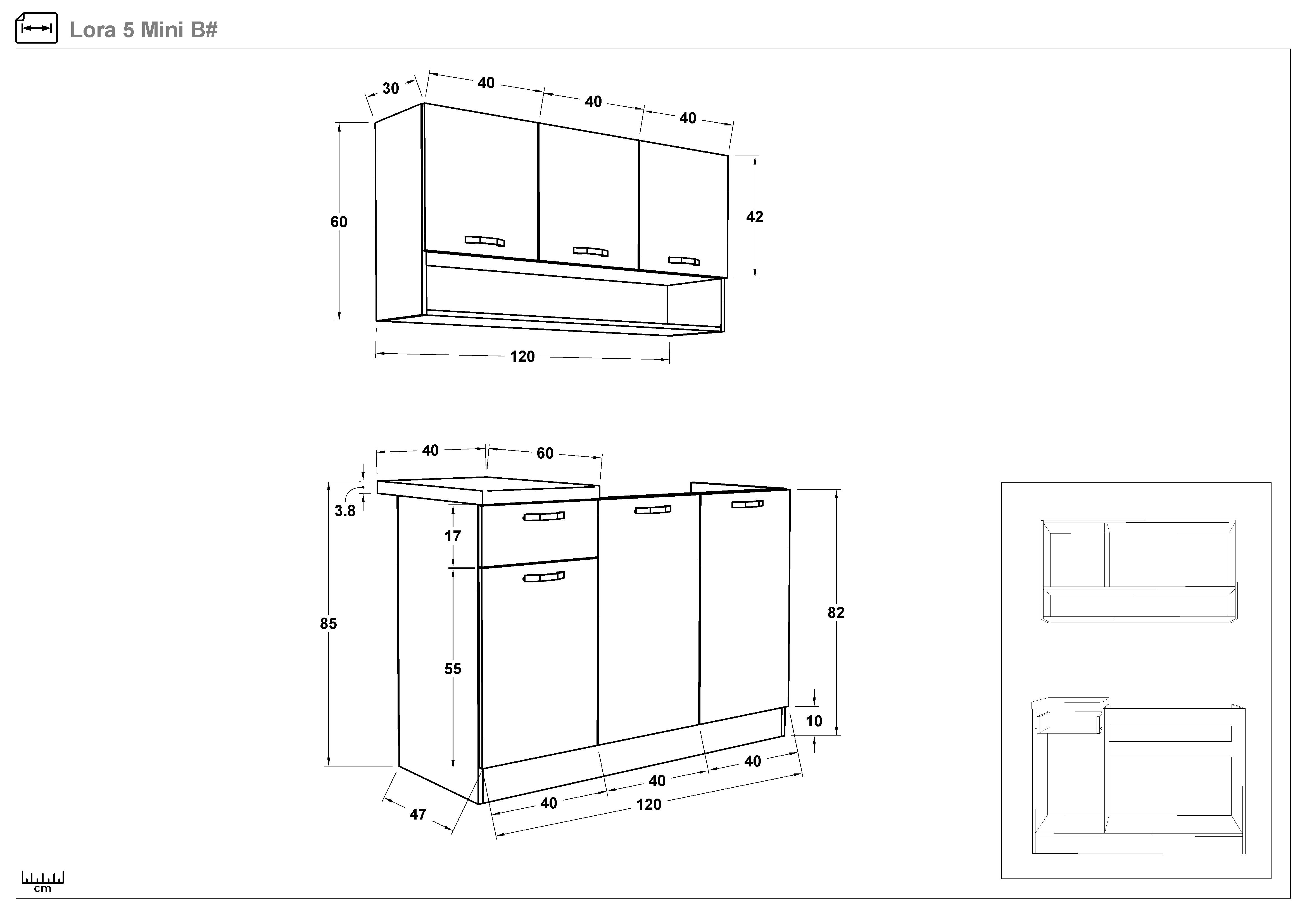 Кухня с термостолешницей в комплекте Лора 5 мини