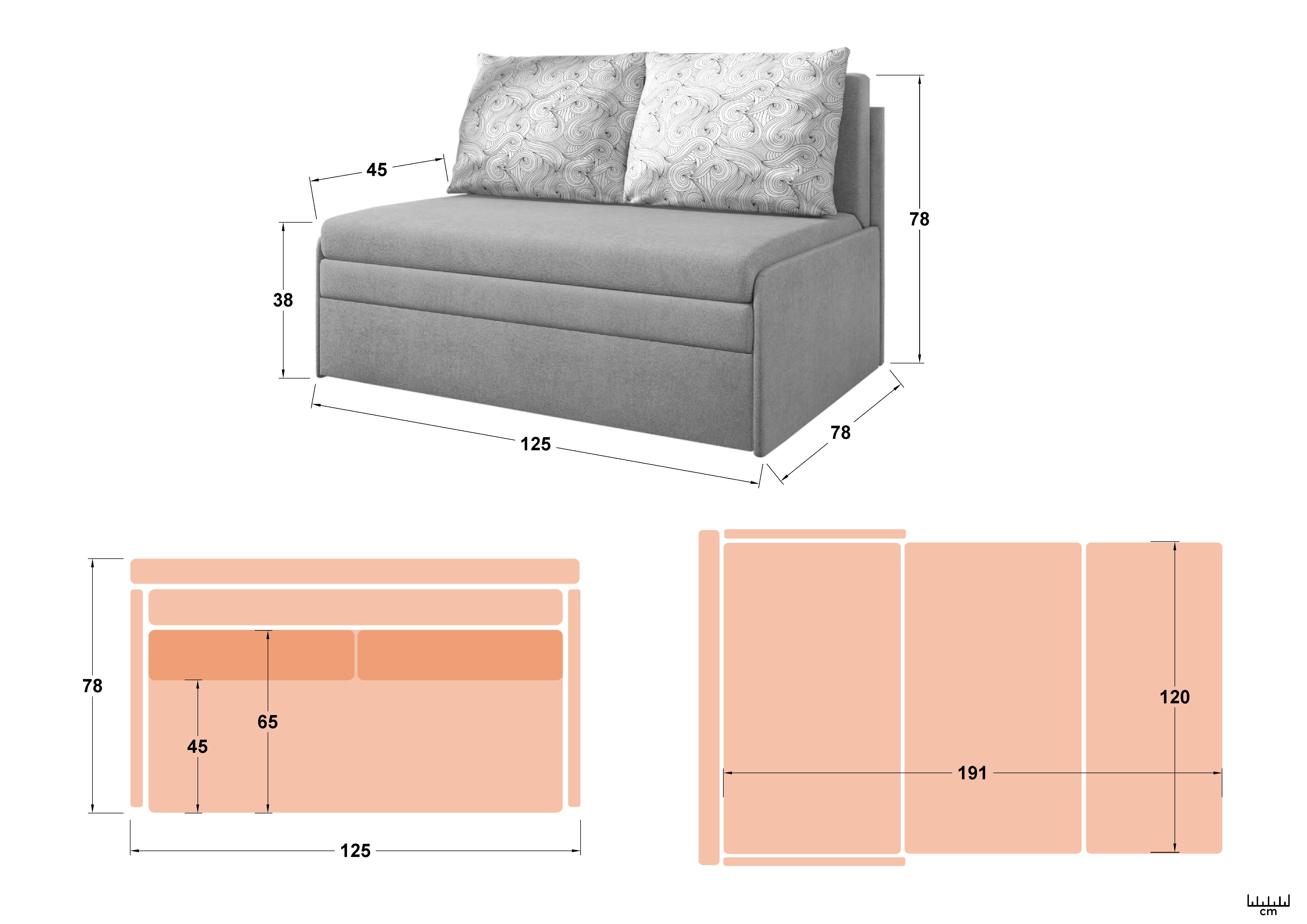 Размери на - Canapea extensibila Mauwi Canapea extensibila Mauwi