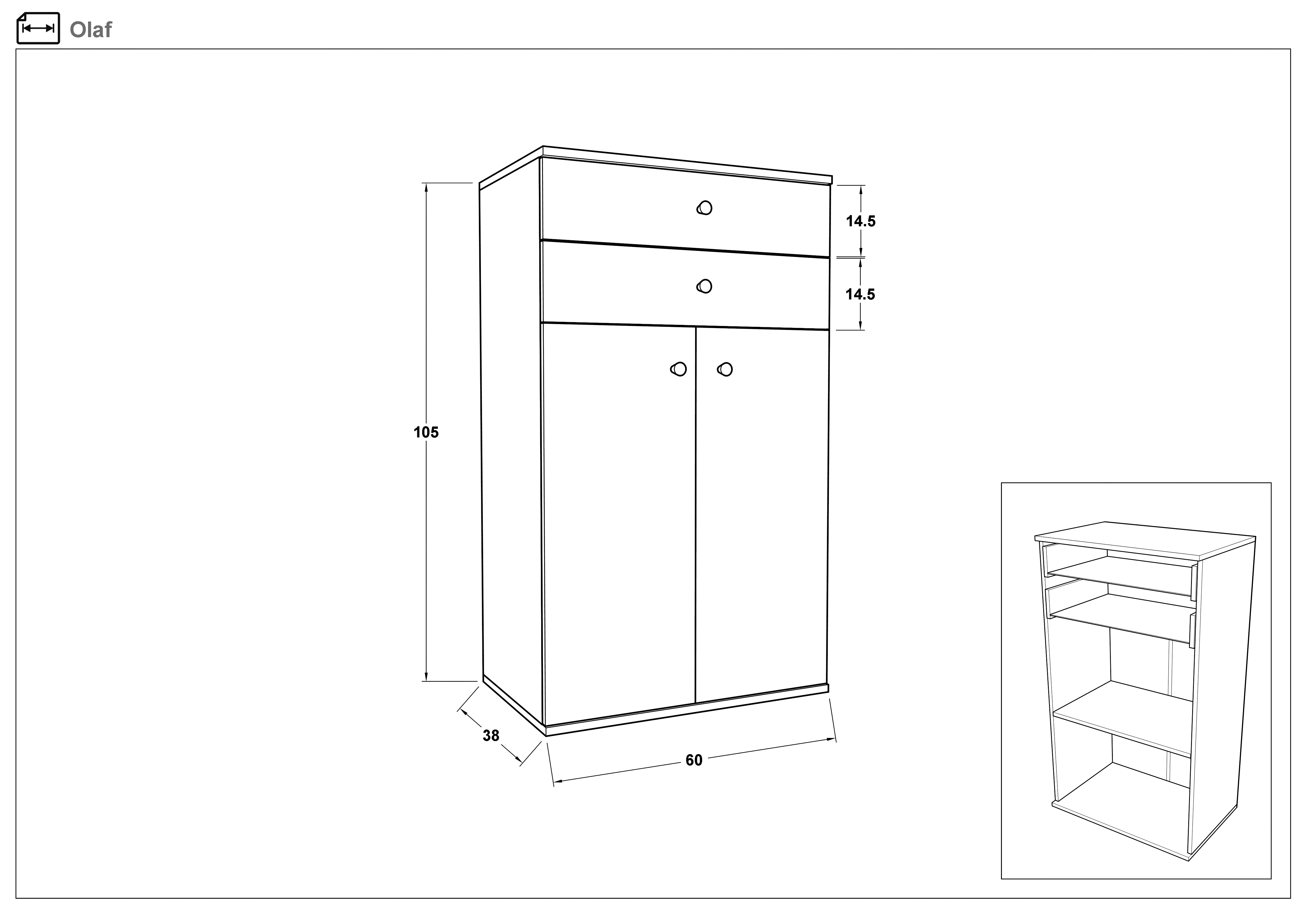 Размери на - Comoda Olaf Comoda Olaf