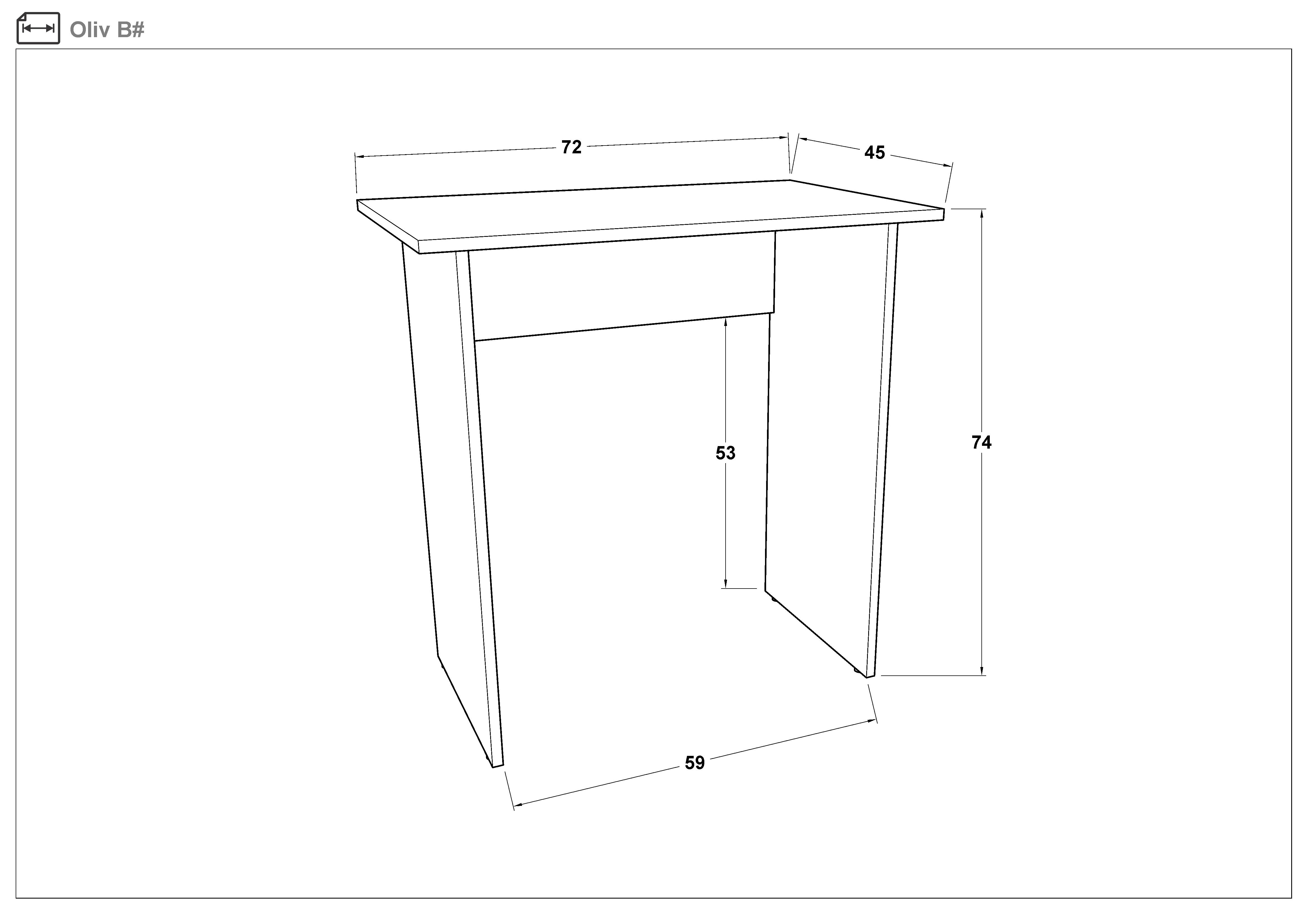 Размери на - Set Birou Oliv + oglinda Natali 60 Set Birou Oliv + oglinda Natali 60